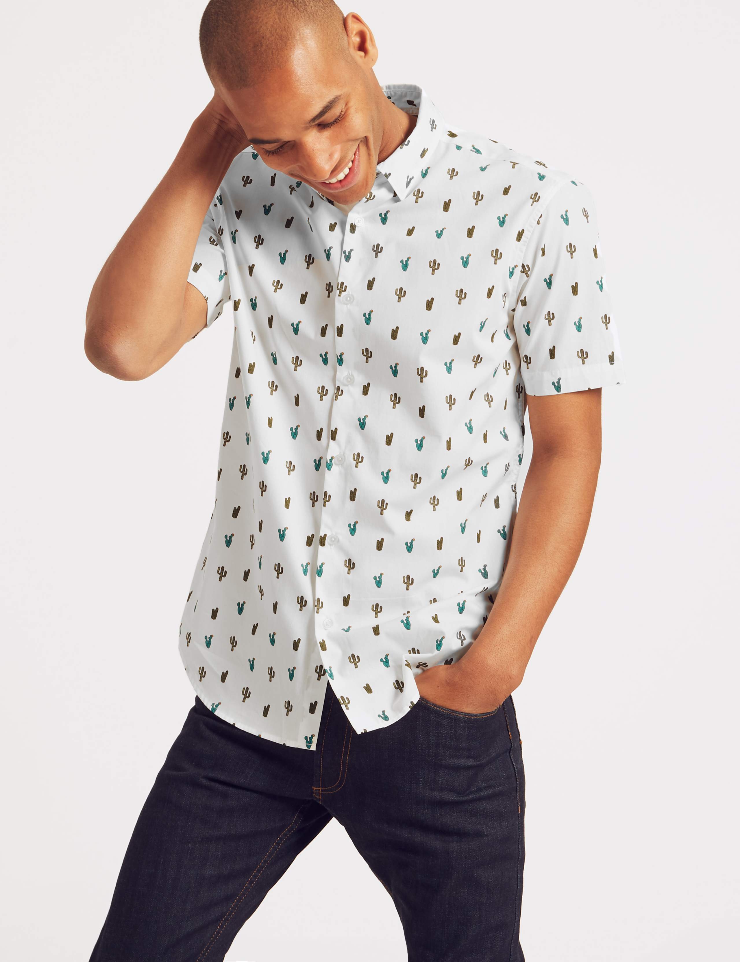 Pure Cotton Slim Fit Cactus Print Shirt 3 of 5