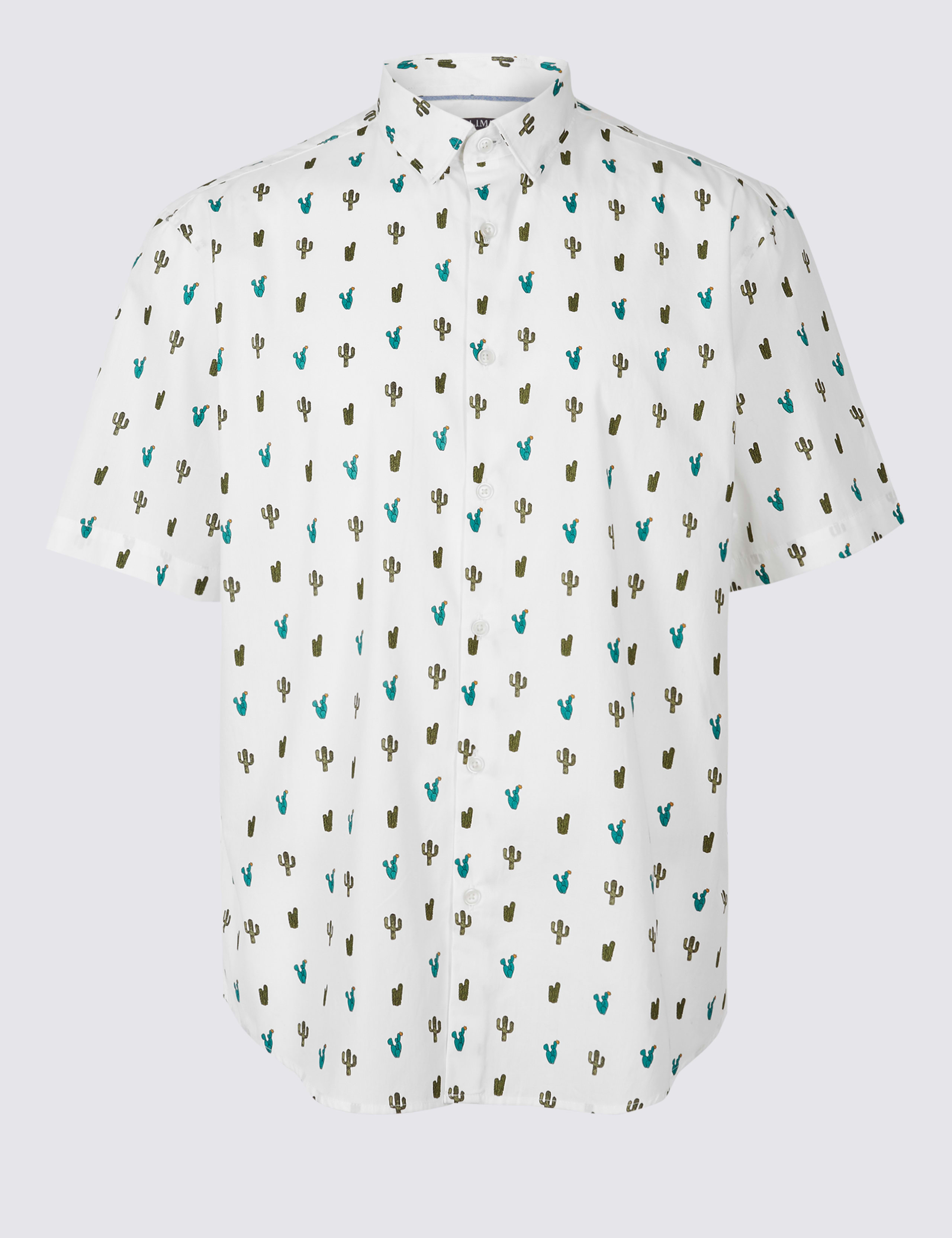Pure Cotton Slim Fit Cactus Print Shirt 2 of 5