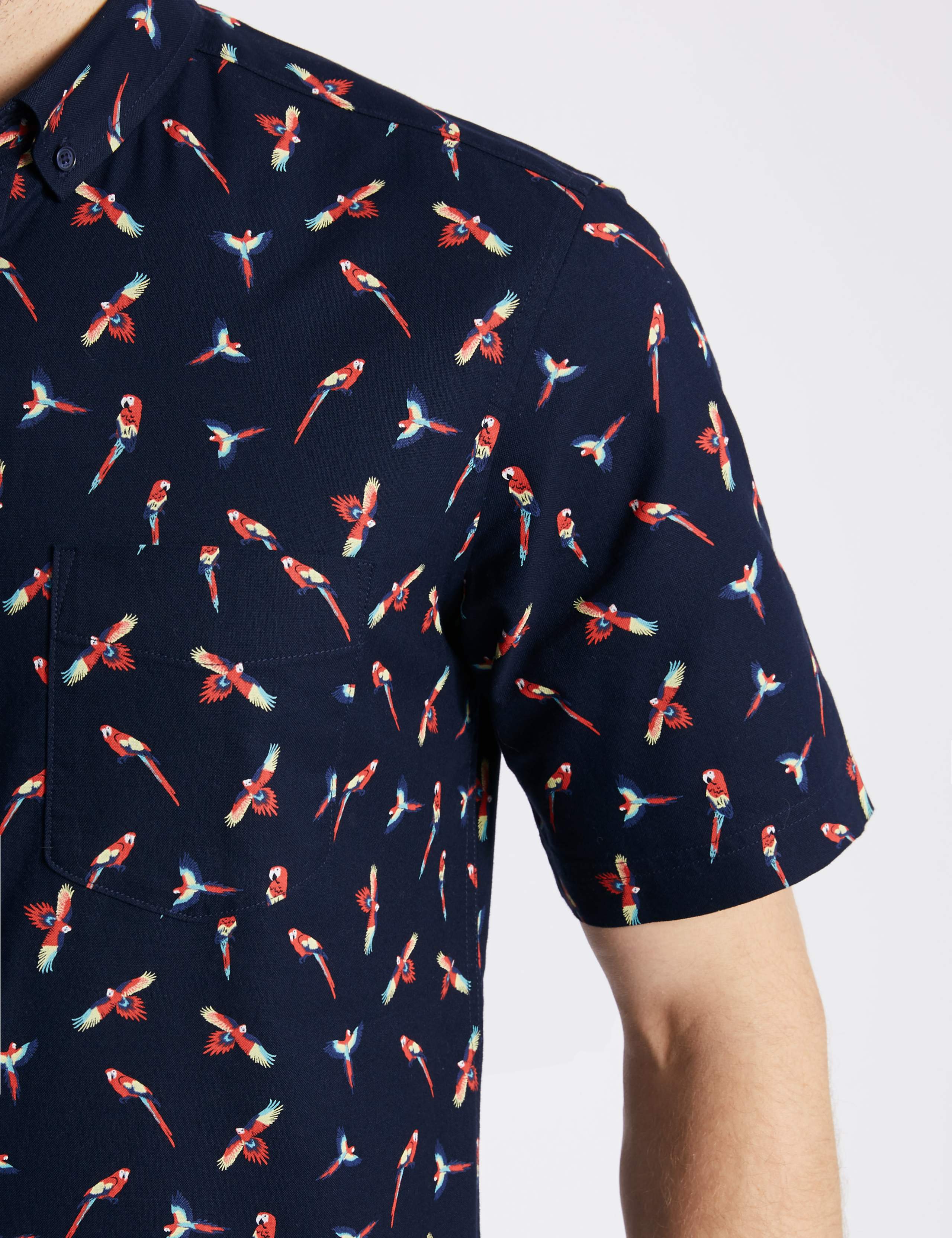 Pure Cotton Slim Fit Parrot Print Shirt 5 of 5