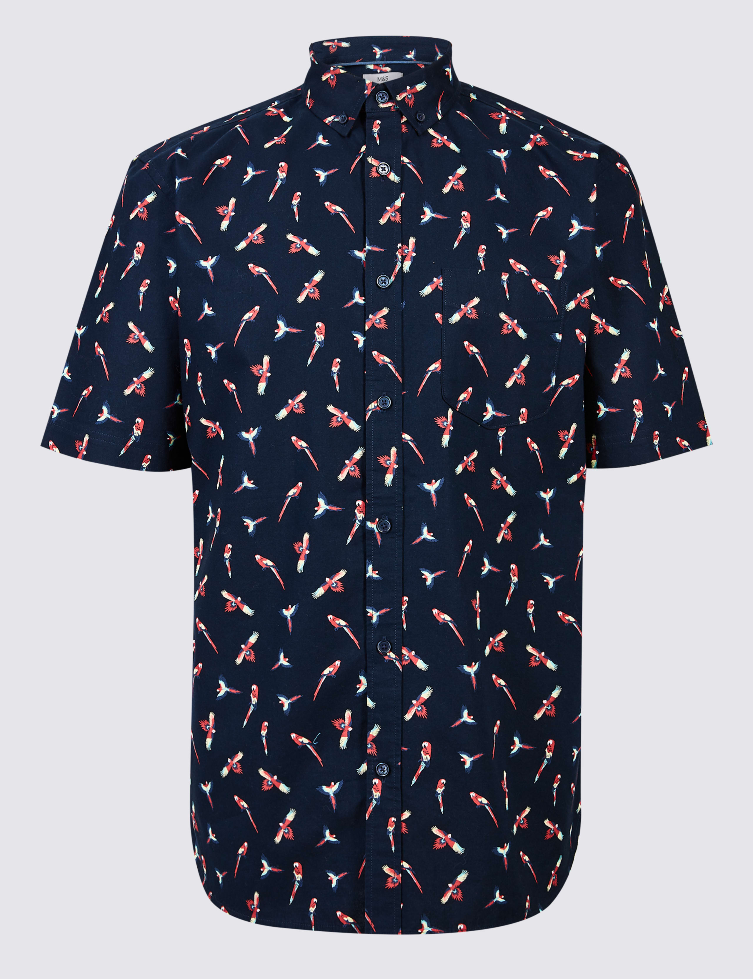 Pure Cotton Slim Fit Parrot Print Shirt 2 of 5