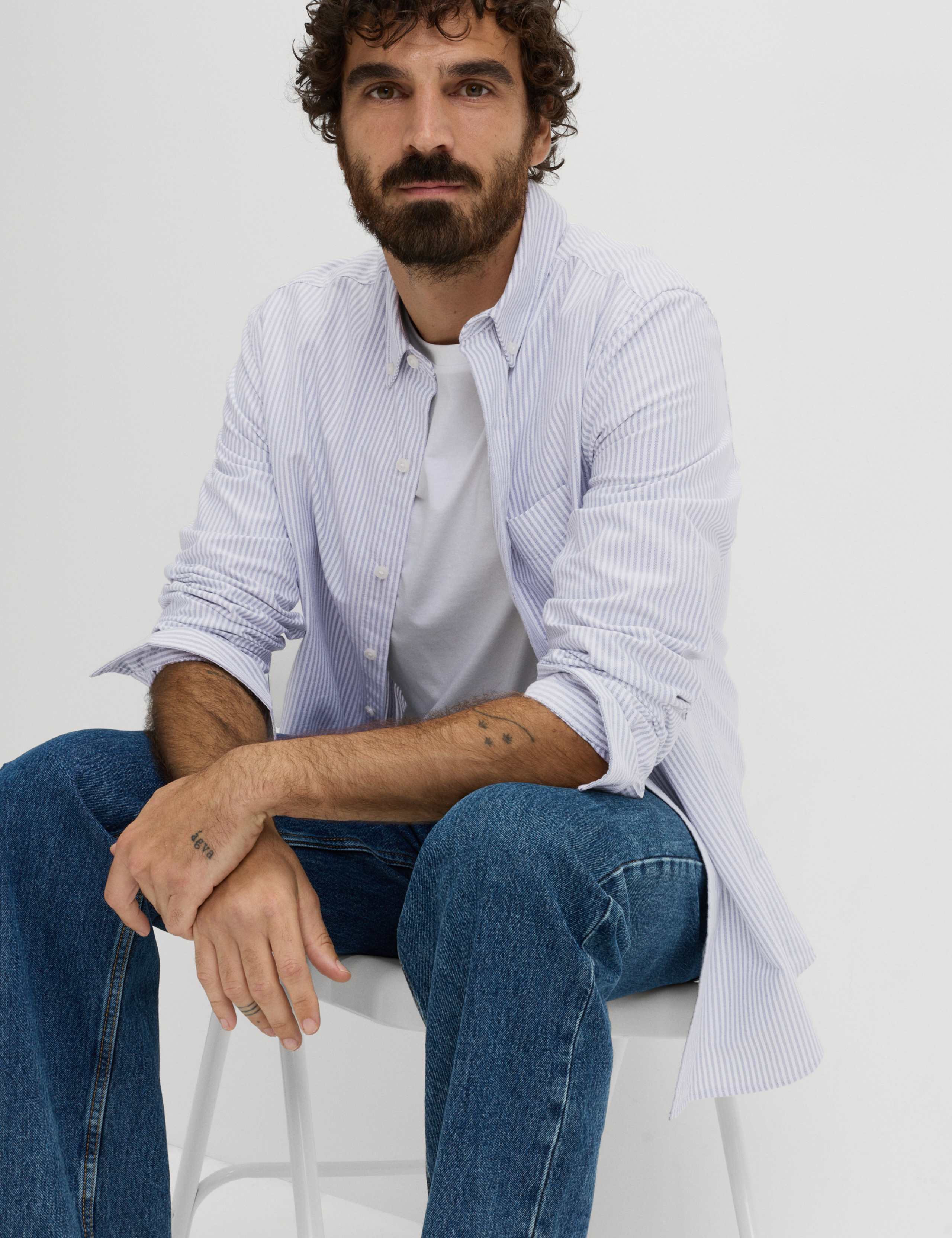 Ultimate Pure Cotton Striped Oxford Shirt 4 of 5