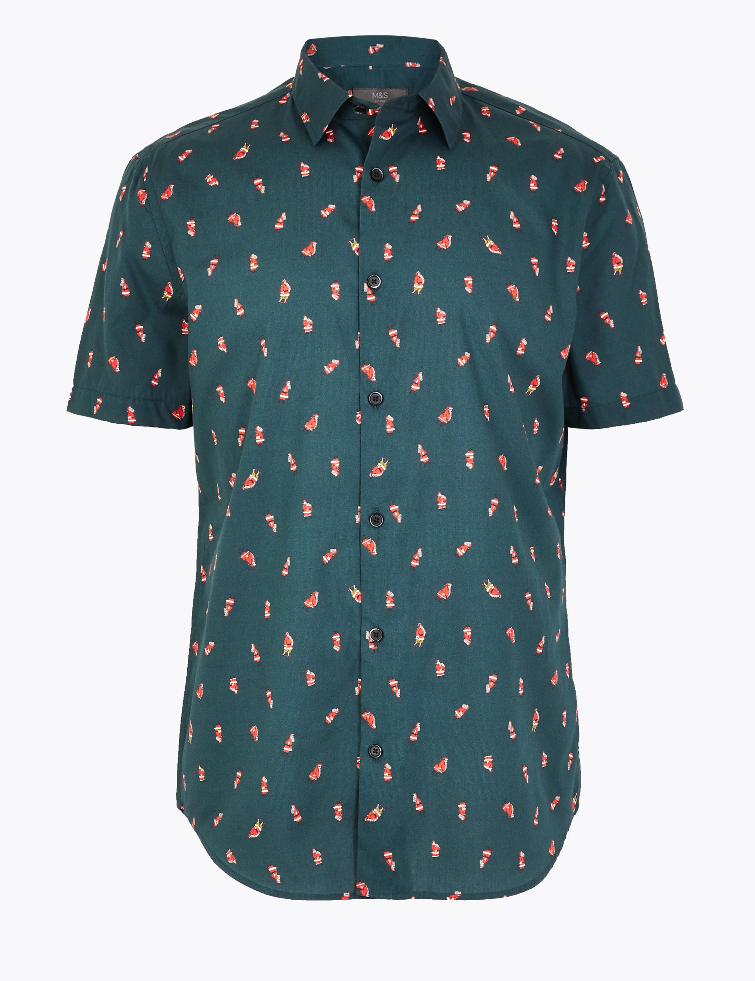 Christmas Pure Cotton Santa Print Shirt 2 of 5