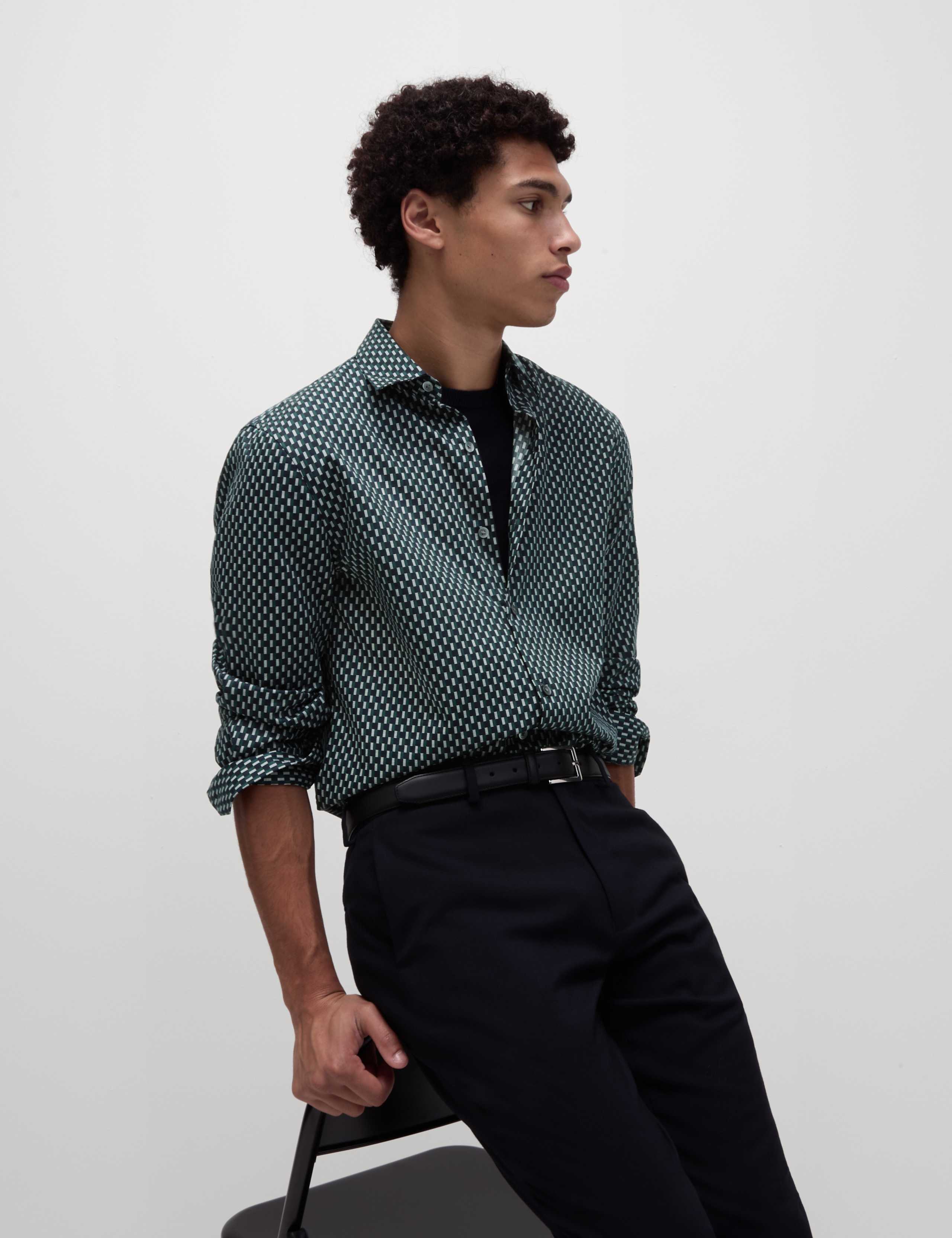 Cotton Blend Print Shirt 1 of 5