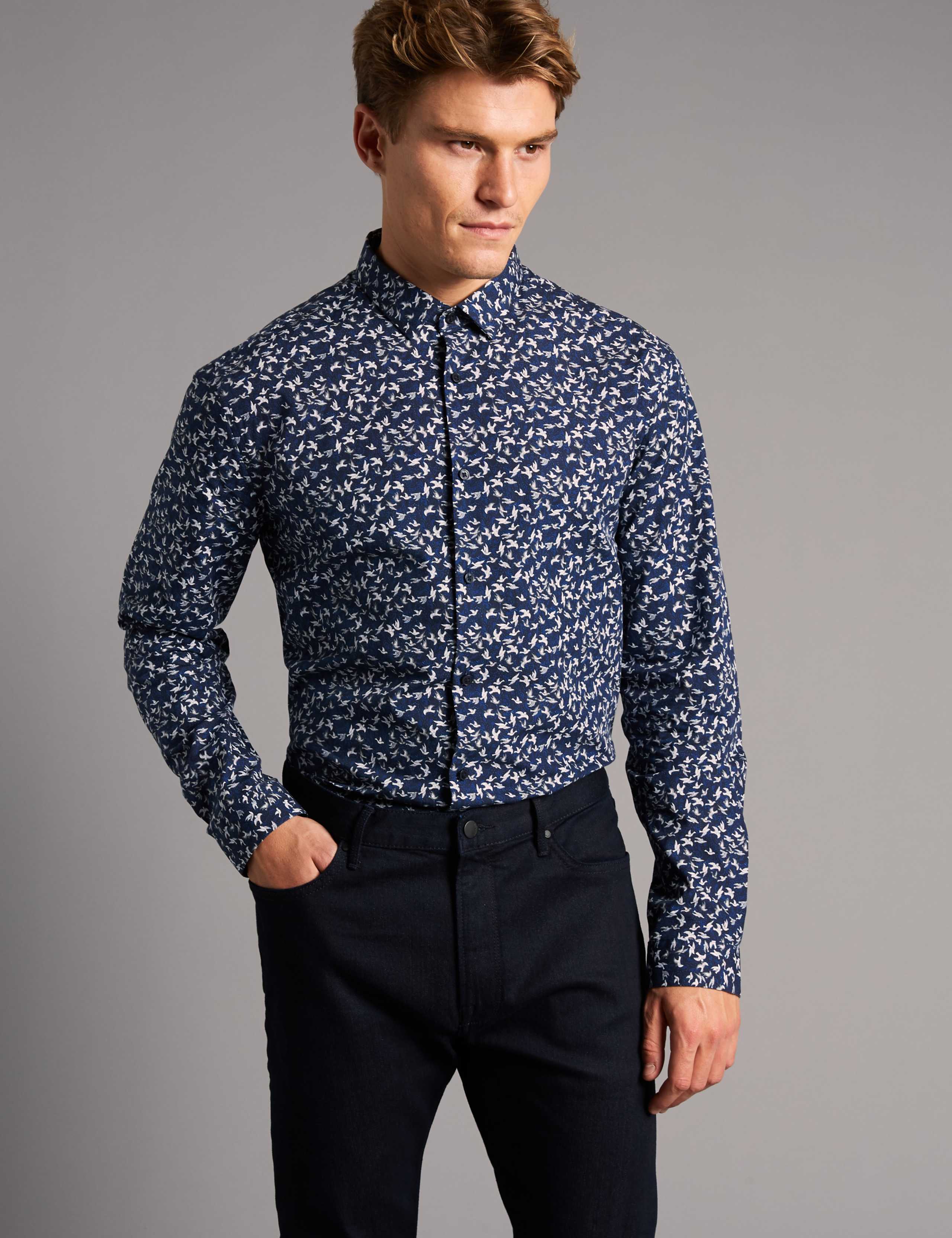 Italian Fabric Slim Fit Printed Shirt 1 of 5