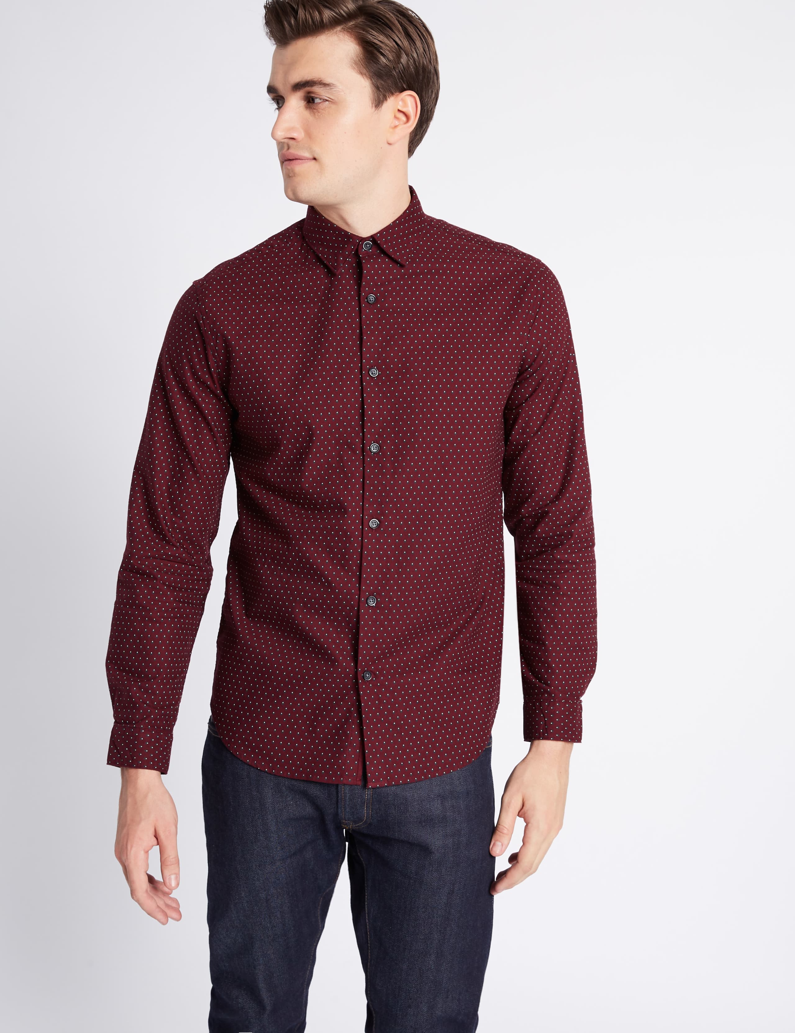 Pure Cotton Slim Fit Printed Oxford  Shirt 1 of 5