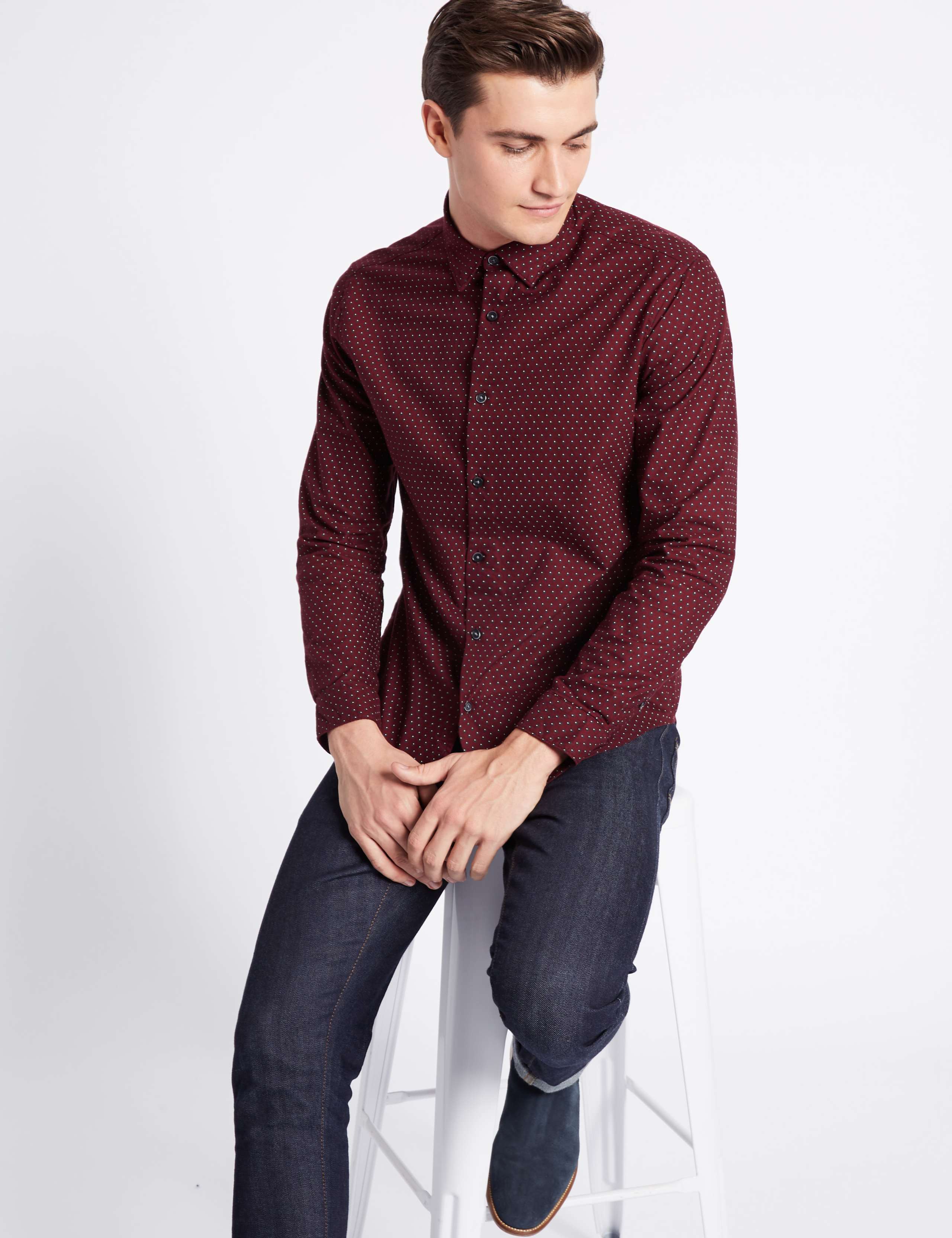 Pure Cotton Slim Fit Printed Oxford  Shirt 3 of 5