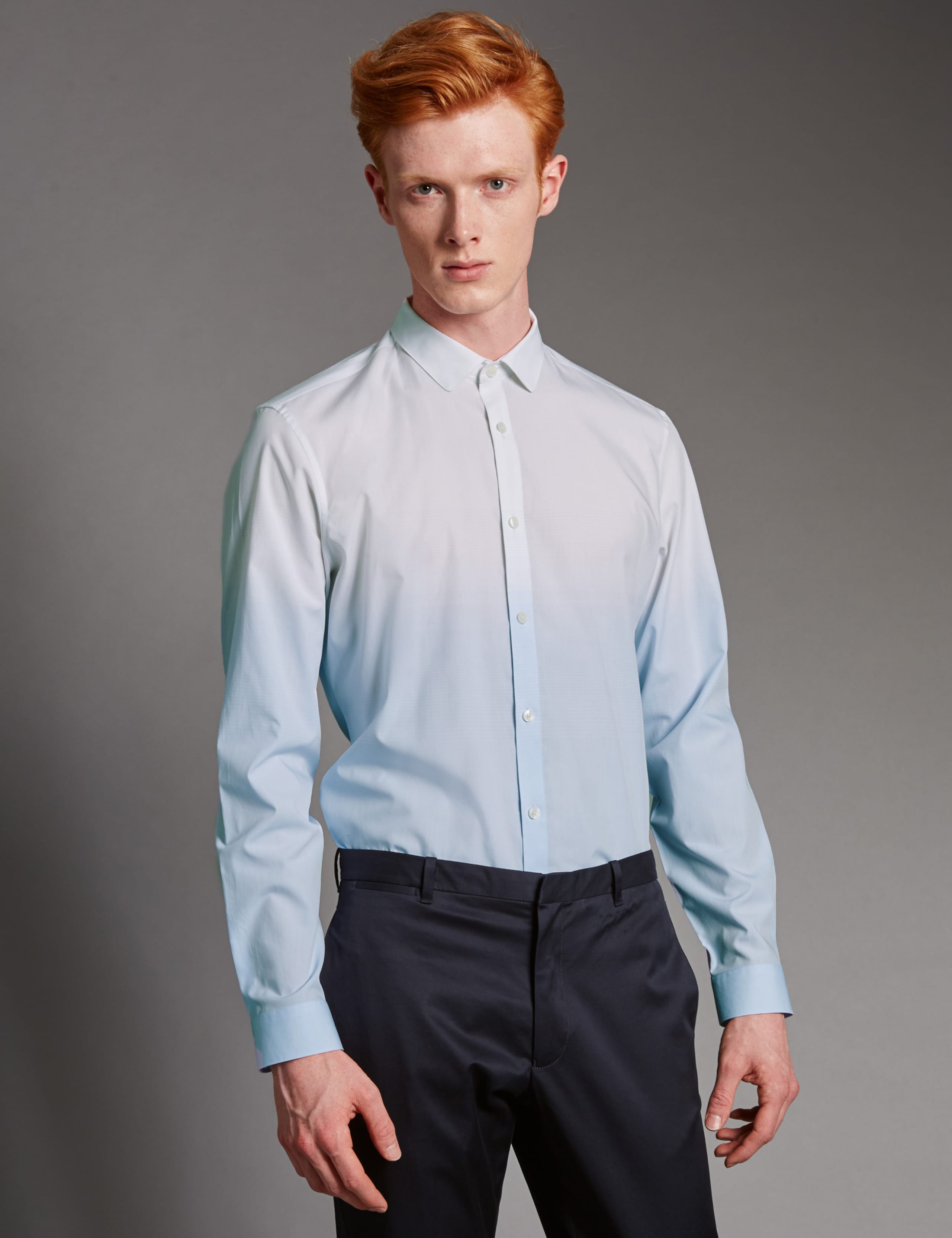 Luxury Pure Cotton Slim Fit Dip Dye Shirt 1 of 5