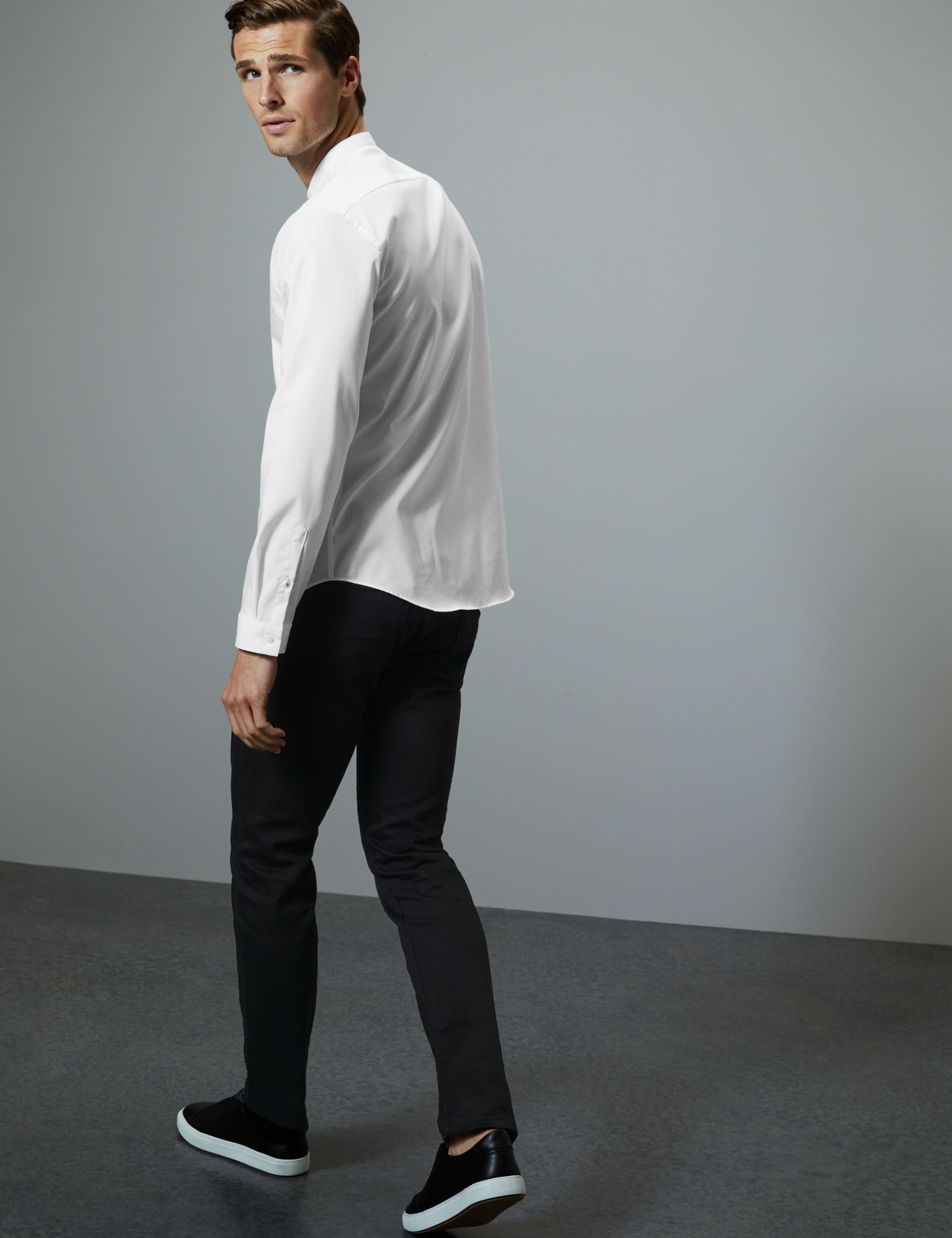 Cotton Rich Grandad Shirt with Stretch 4 of 4
