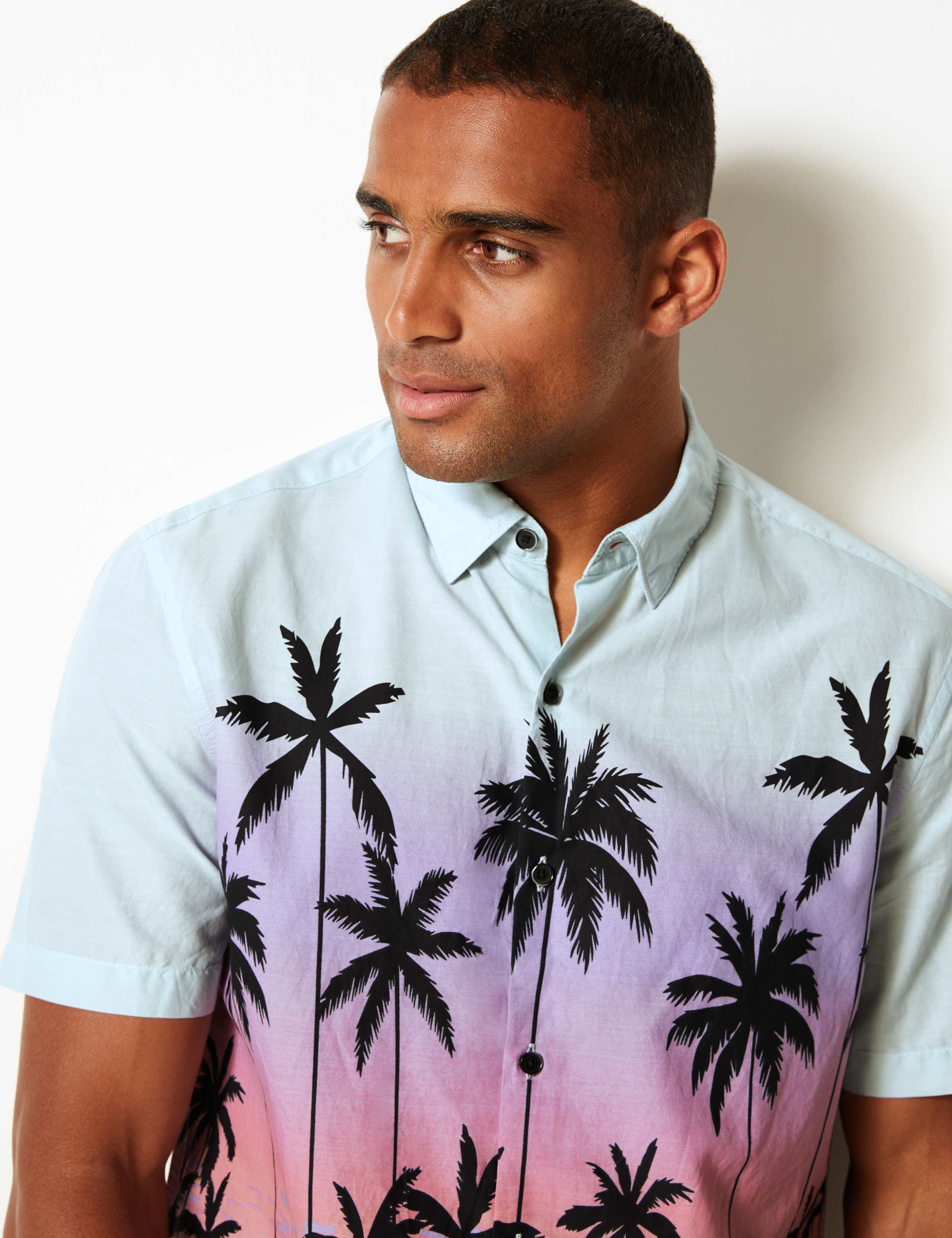 Cotton Rich Palm Print Shirt 1 of 5