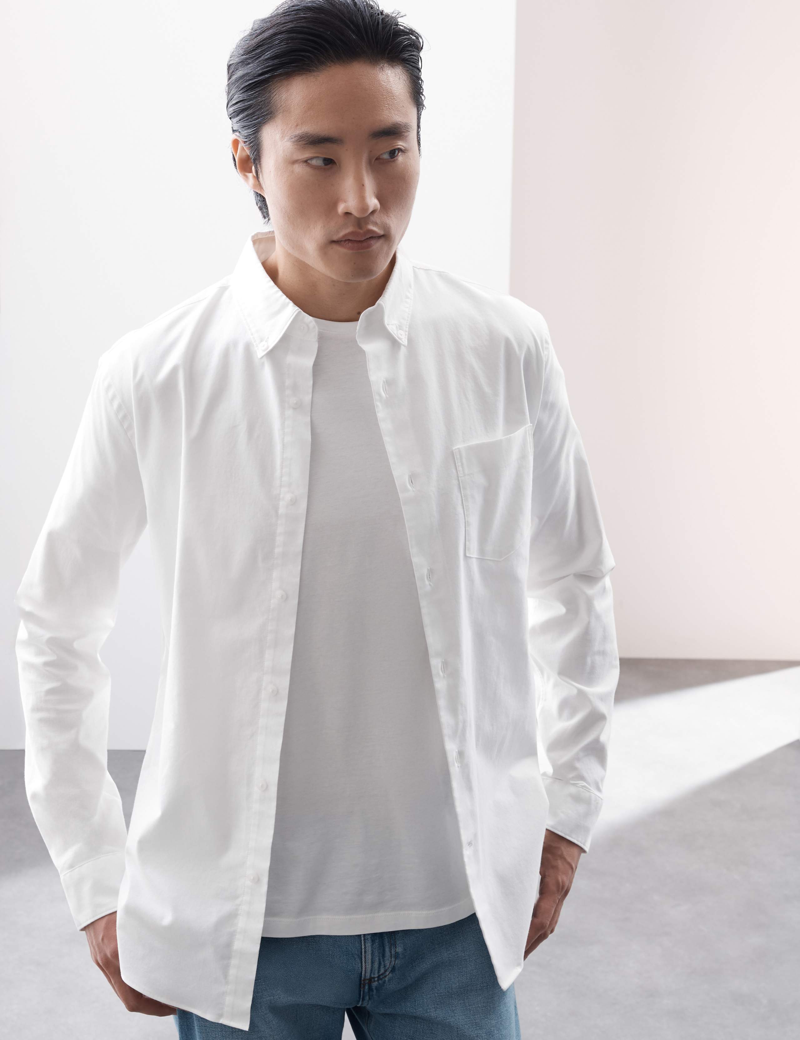 Slim Fit Cotton Rich Oxford Shirt 1 of 6