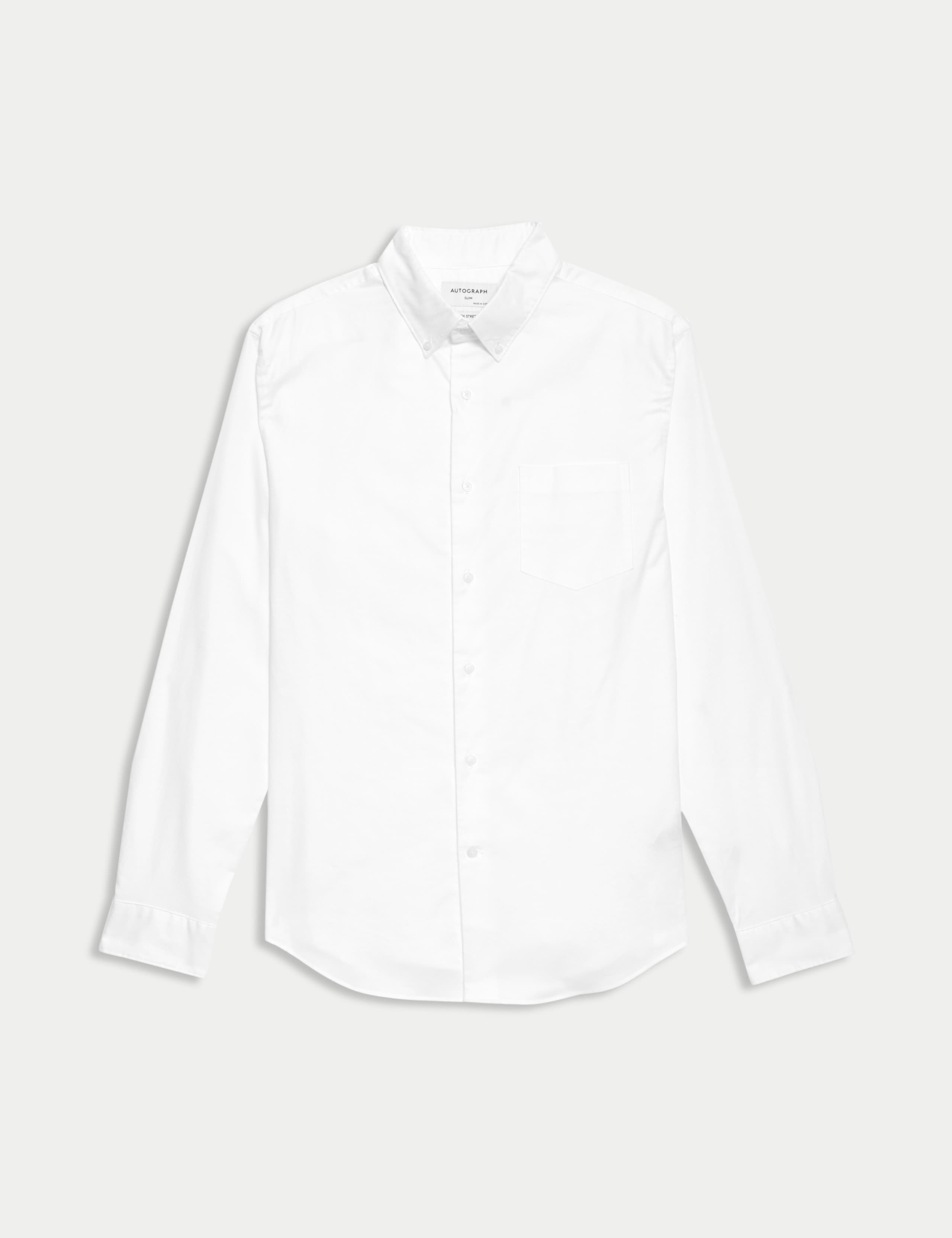 Slim Fit Cotton Rich Oxford Shirt 2 of 6