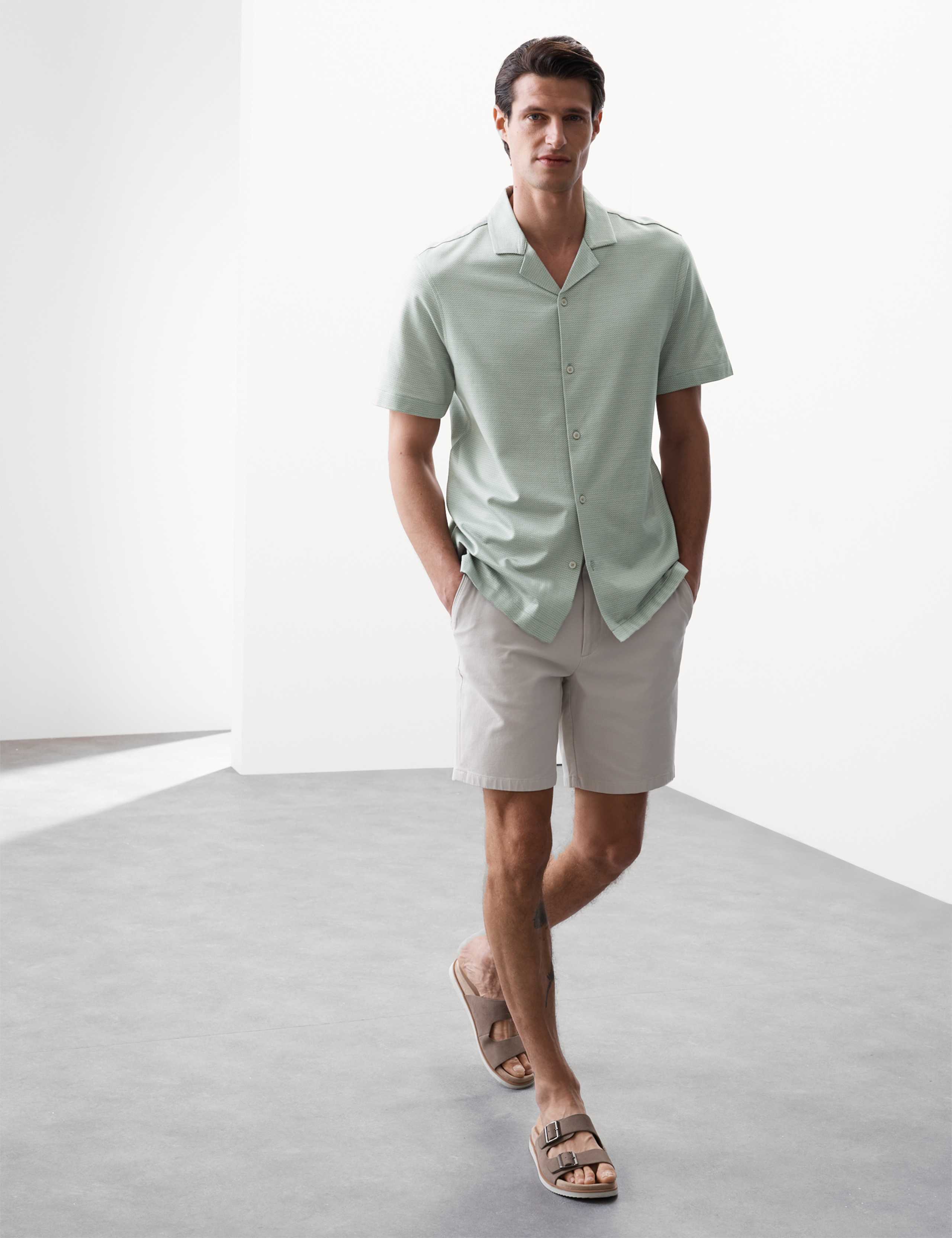 Pure Cotton Textured Cuban Collar Shirt 4 of 7
