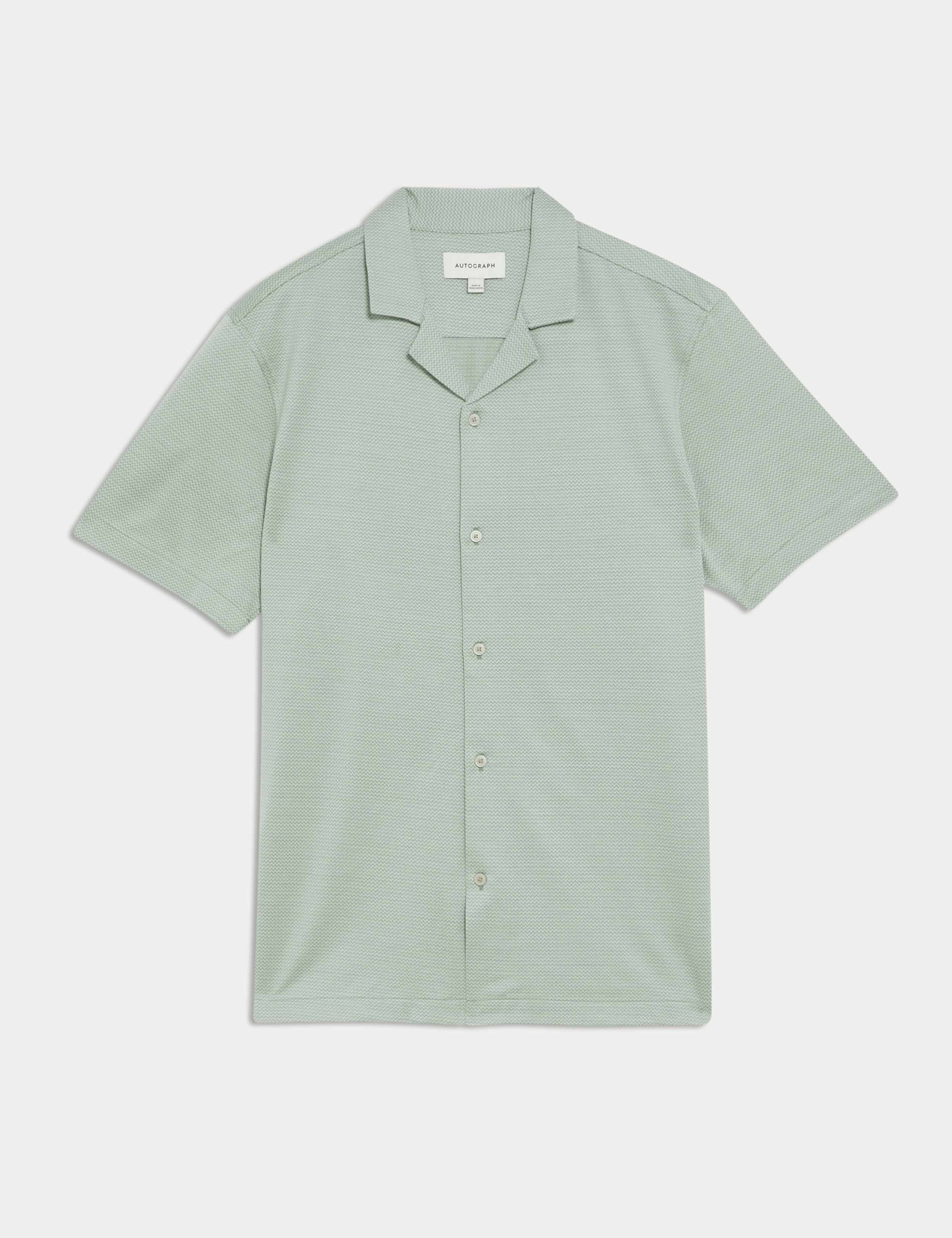 Pure Cotton Textured Cuban Collar Shirt 2 of 7
