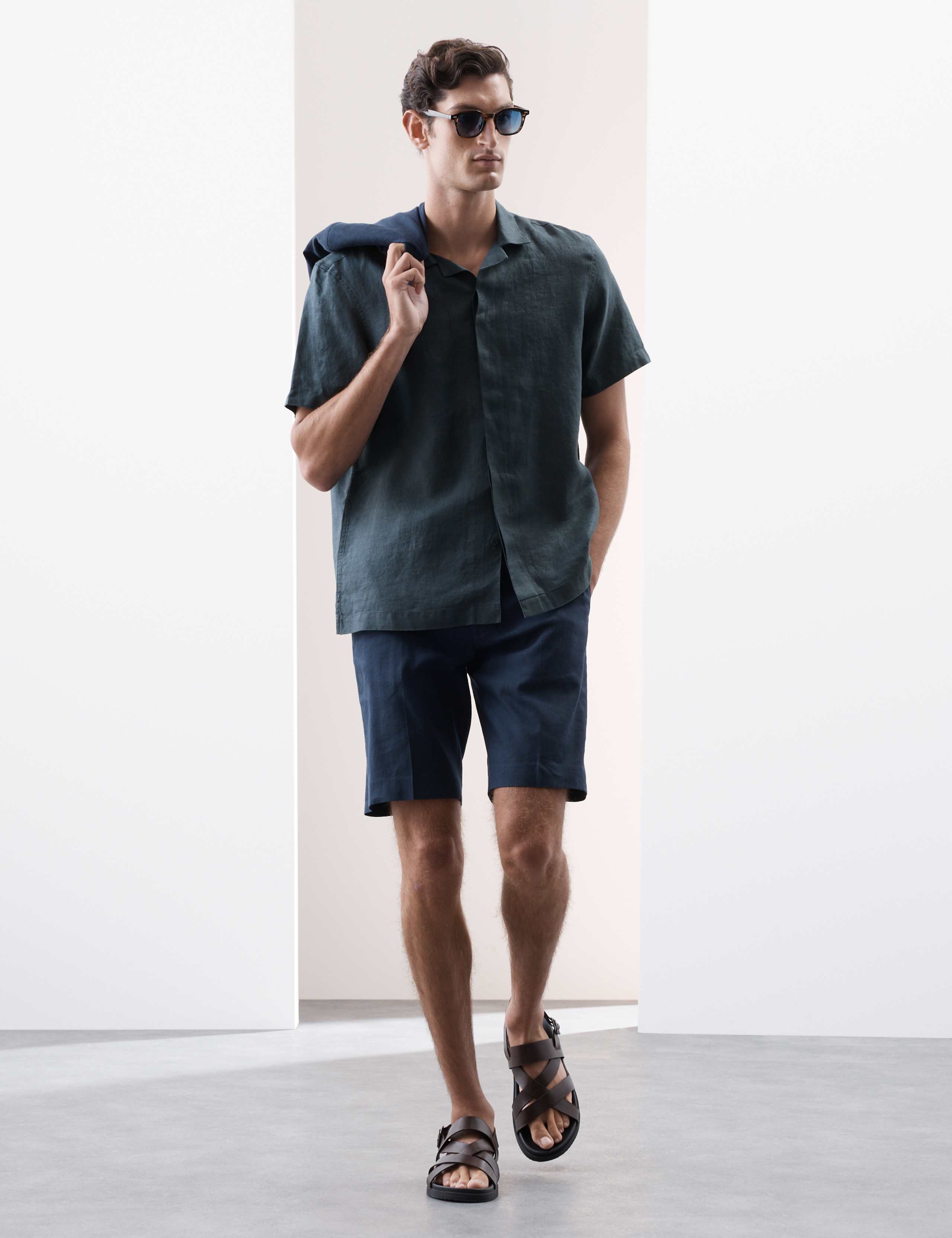 Pure Linen Herringbone Cuban Collar Shirt 3 of 6