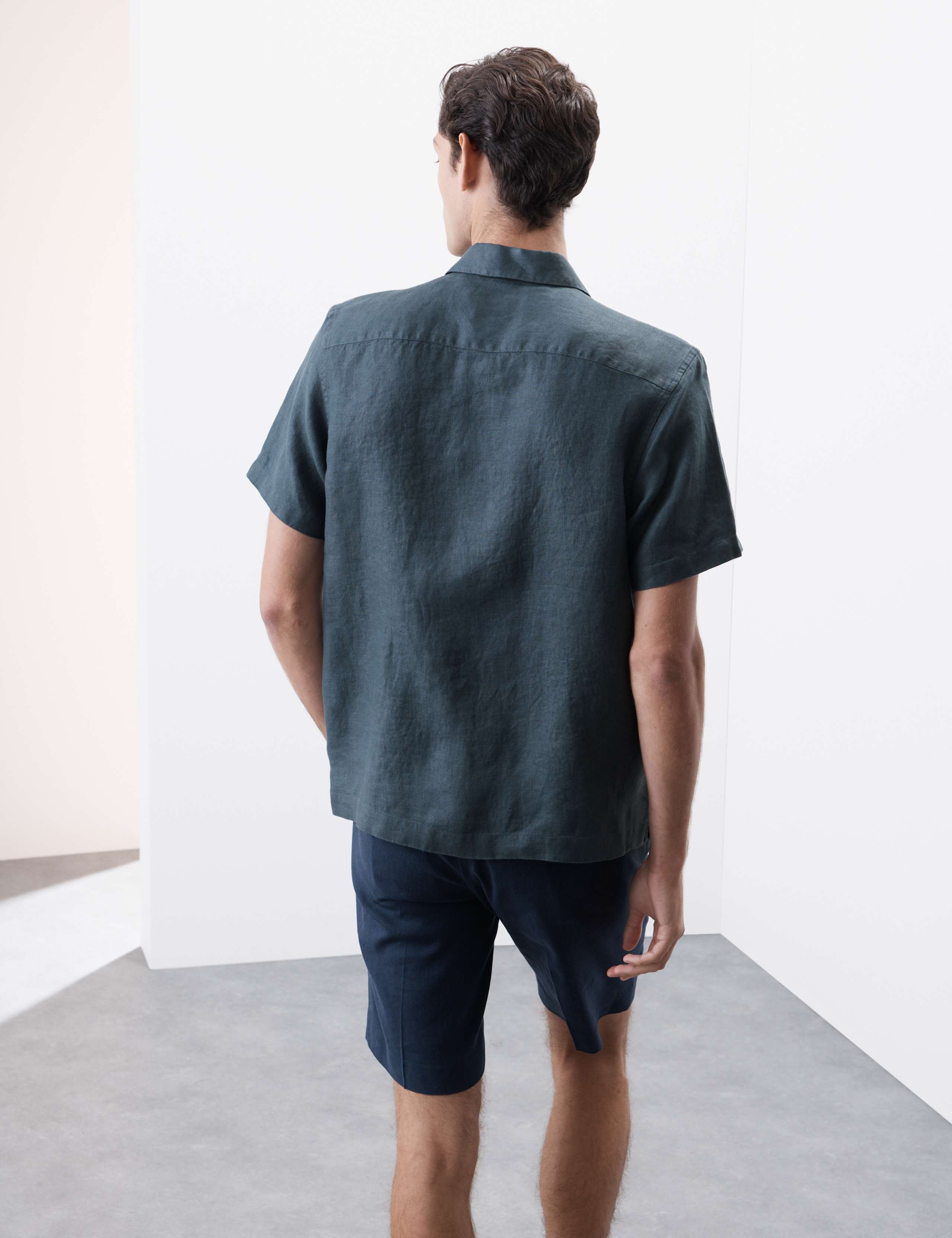 Pure Linen Herringbone Cuban Collar Shirt 5 of 6