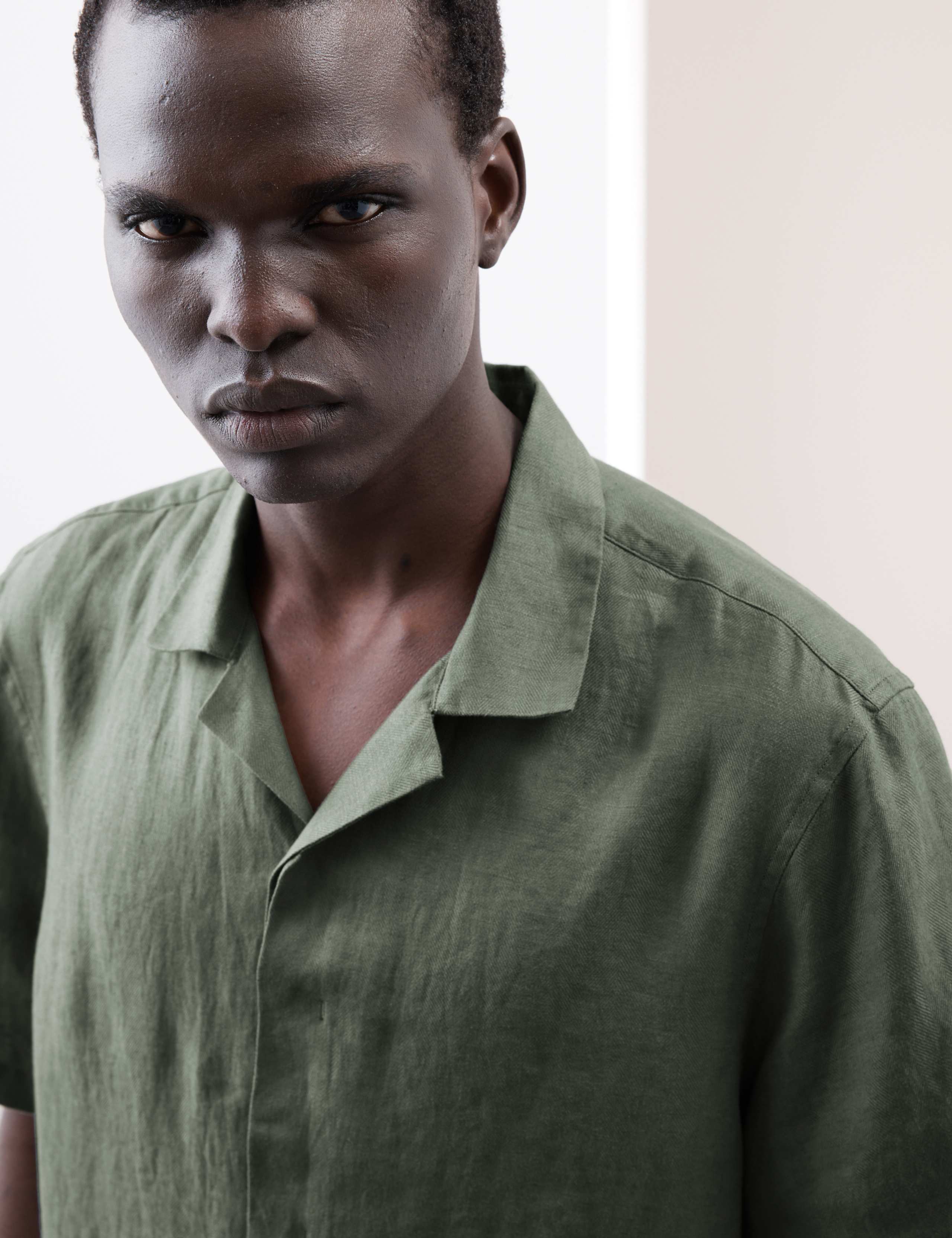 Pure Linen Herringbone Cuban Collar Shirt 3 of 5