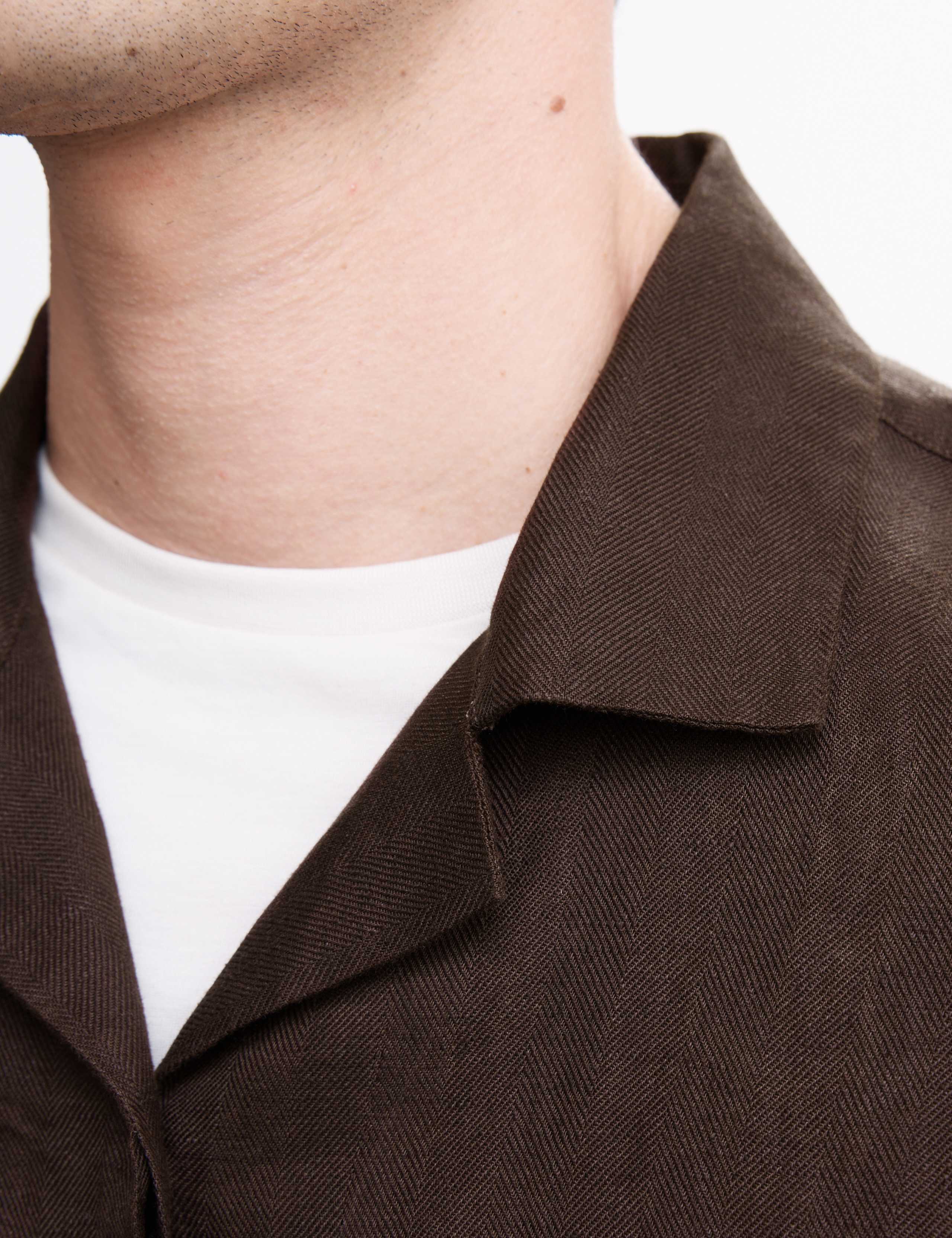 Pure Linen Herringbone Cuban Collar Shirt 3 of 6