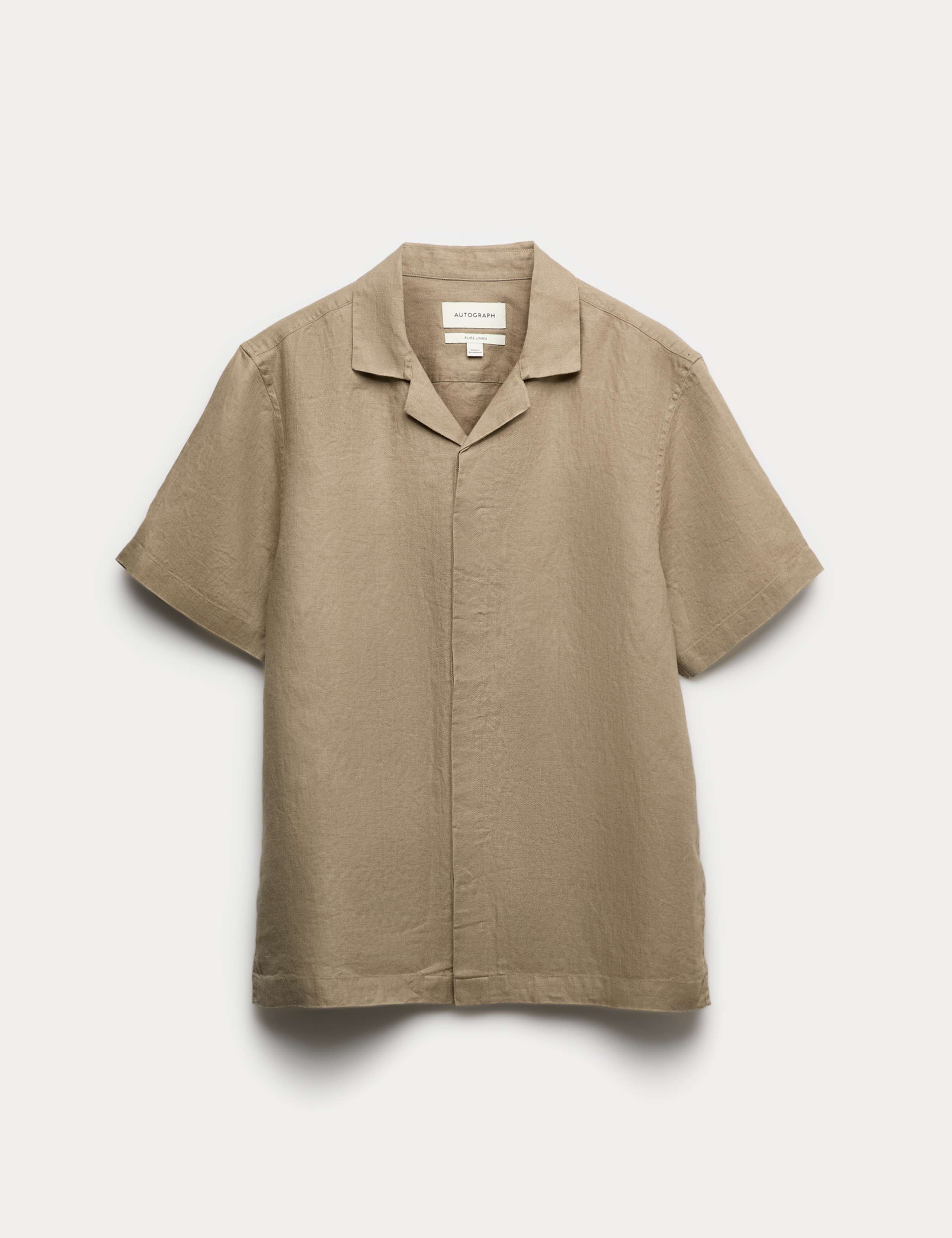 Pure Linen Herringbone Cuban Collar Shirt 1 of 1