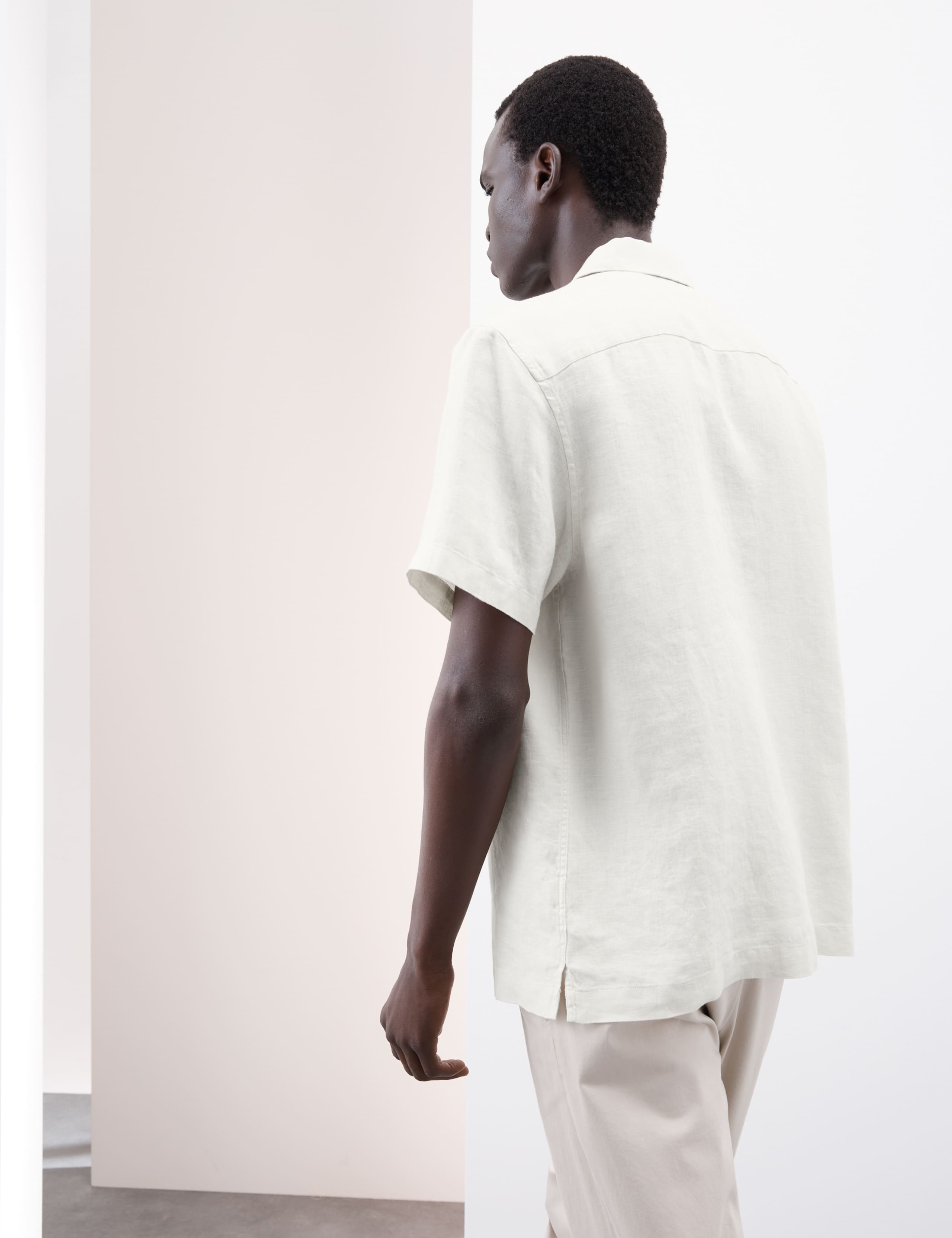 Pure Linen Herringbone Cuban Collar Shirt 4 of 6