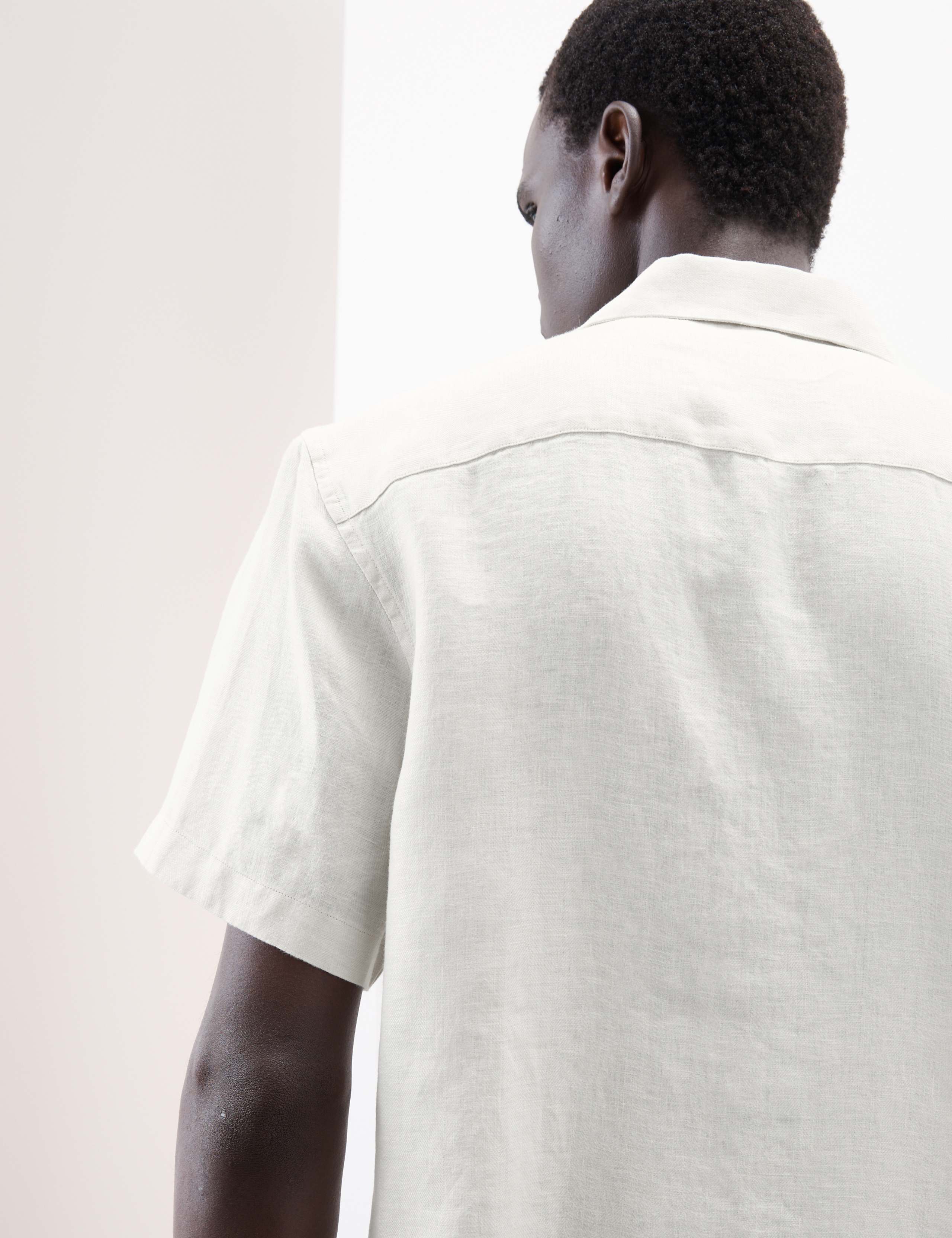 Pure Linen Herringbone Cuban Collar Shirt 6 of 6