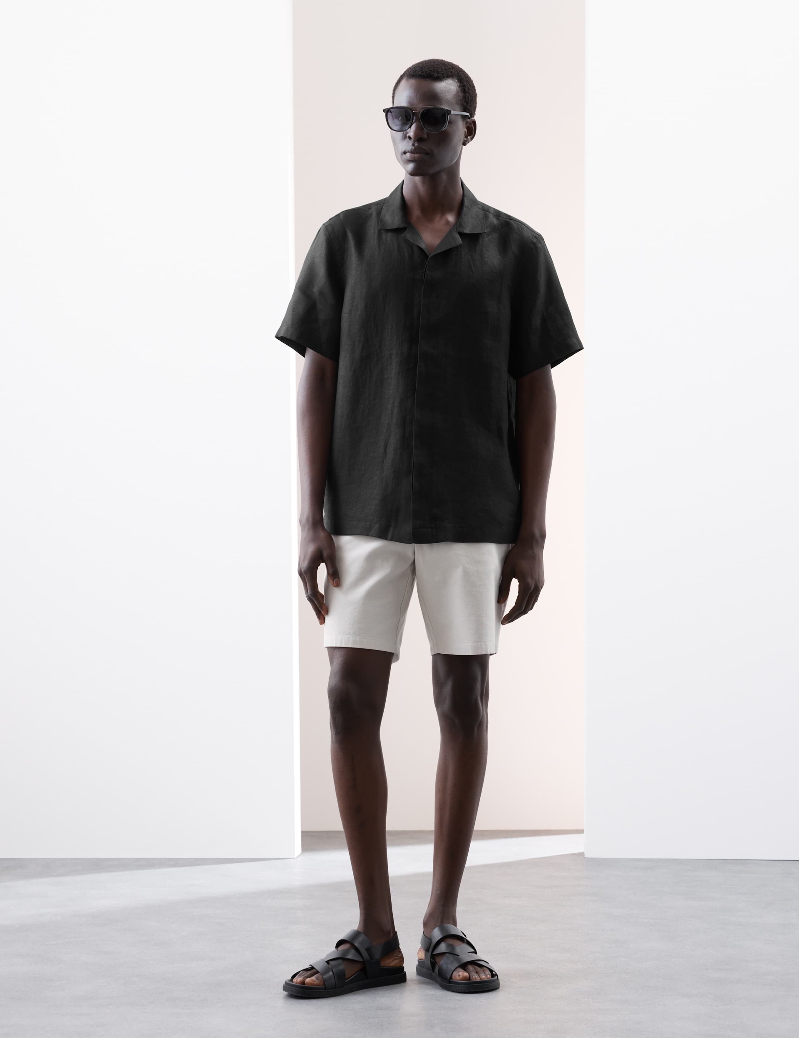 Pure Linen Herringbone Cuban Collar Shirt 3 of 6