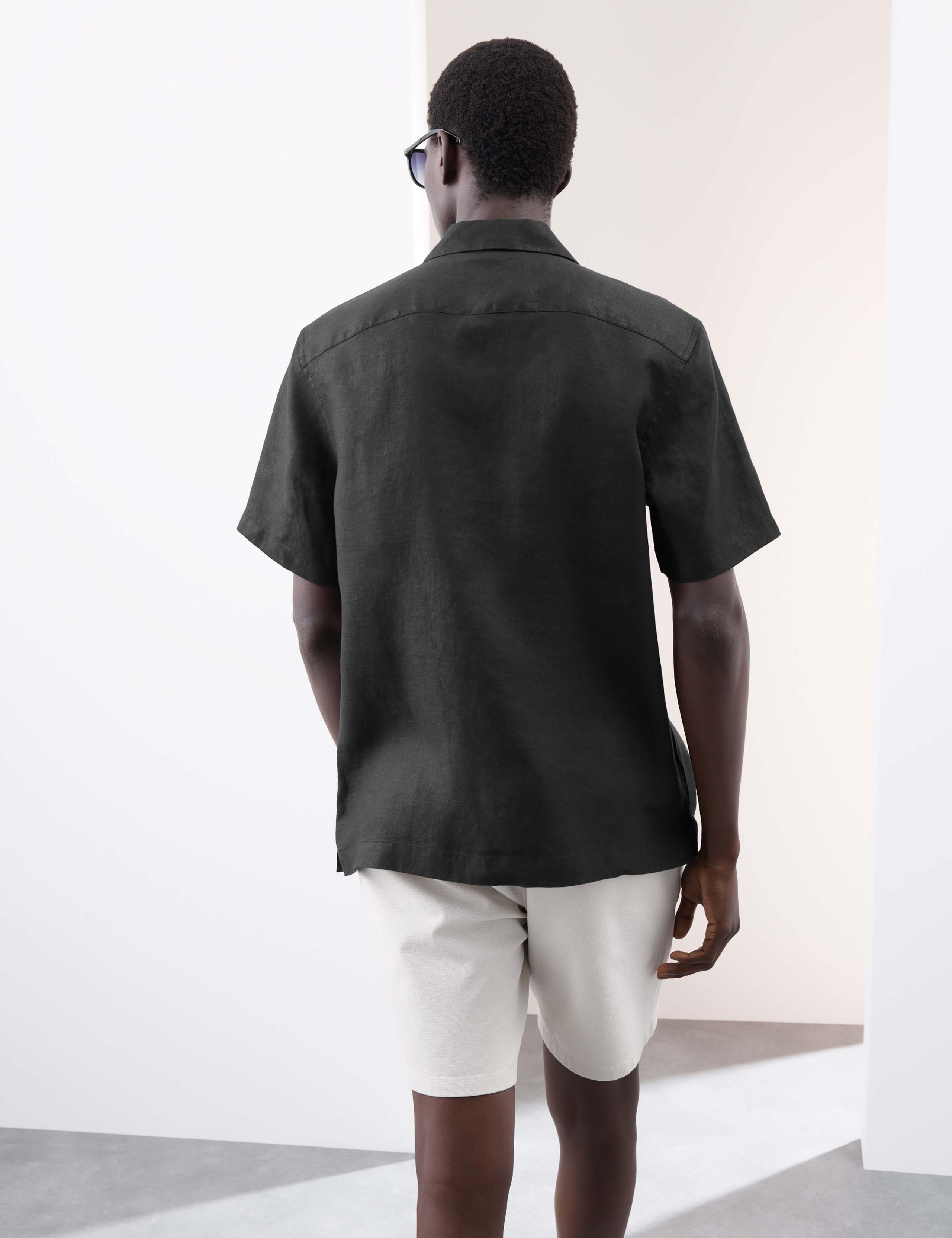 Pure Linen Herringbone Cuban Collar Shirt 4 of 6