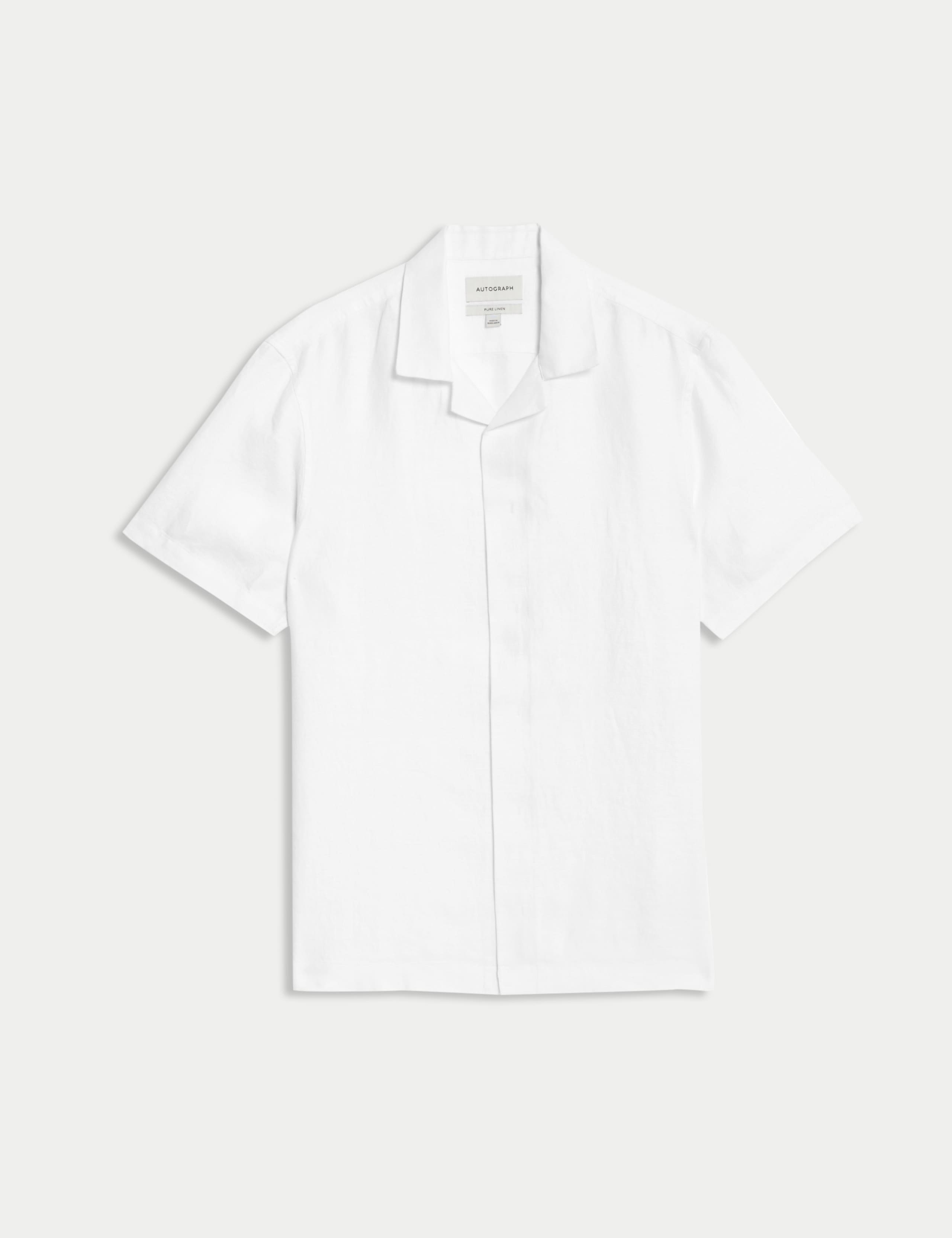 Pure Linen Herringbone Cuban Collar Shirt 2 of 5