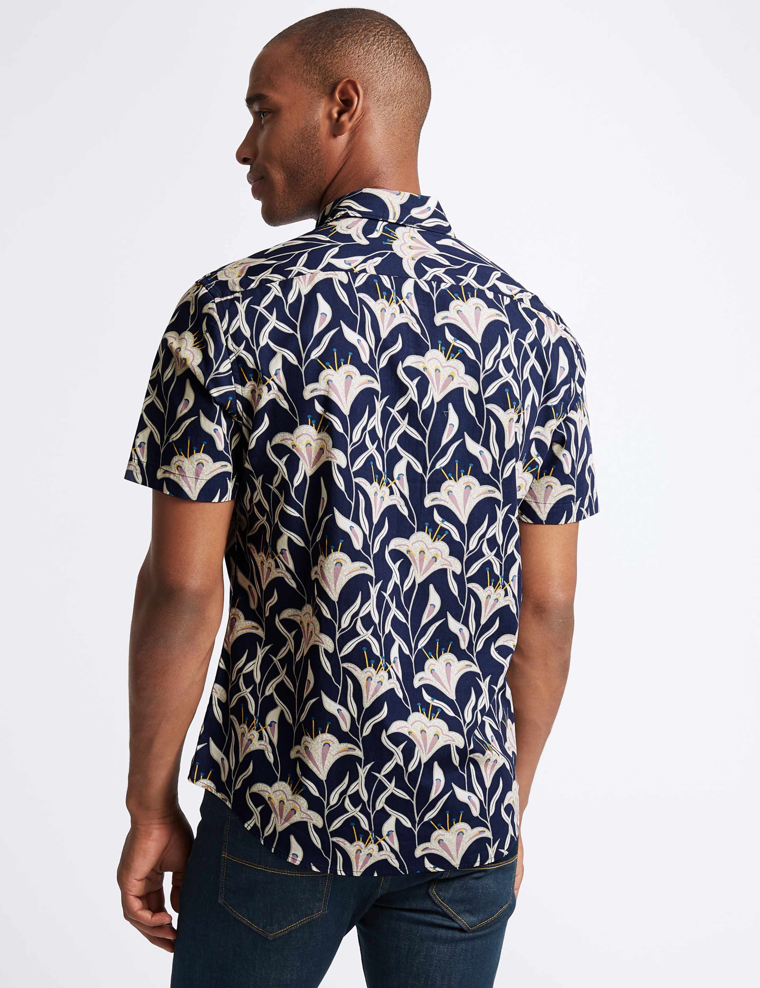 Slim Fit Batik Floral Print Shirt 4 of 5
