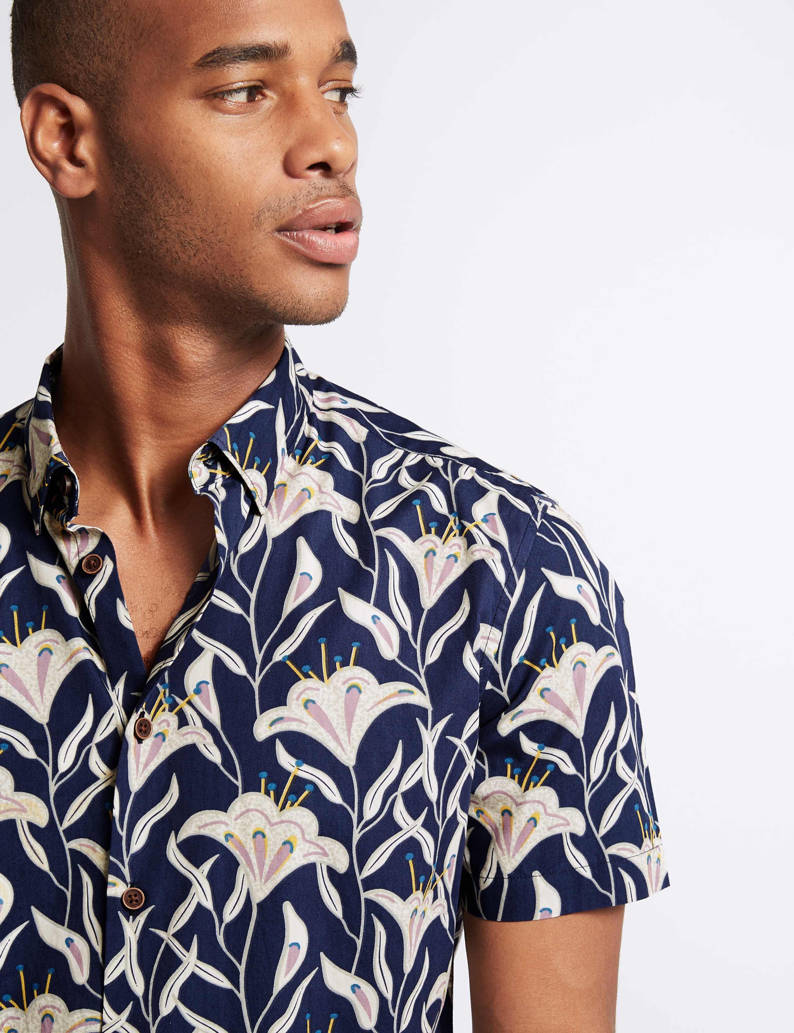 Slim Fit Batik Floral Print Shirt 5 of 5