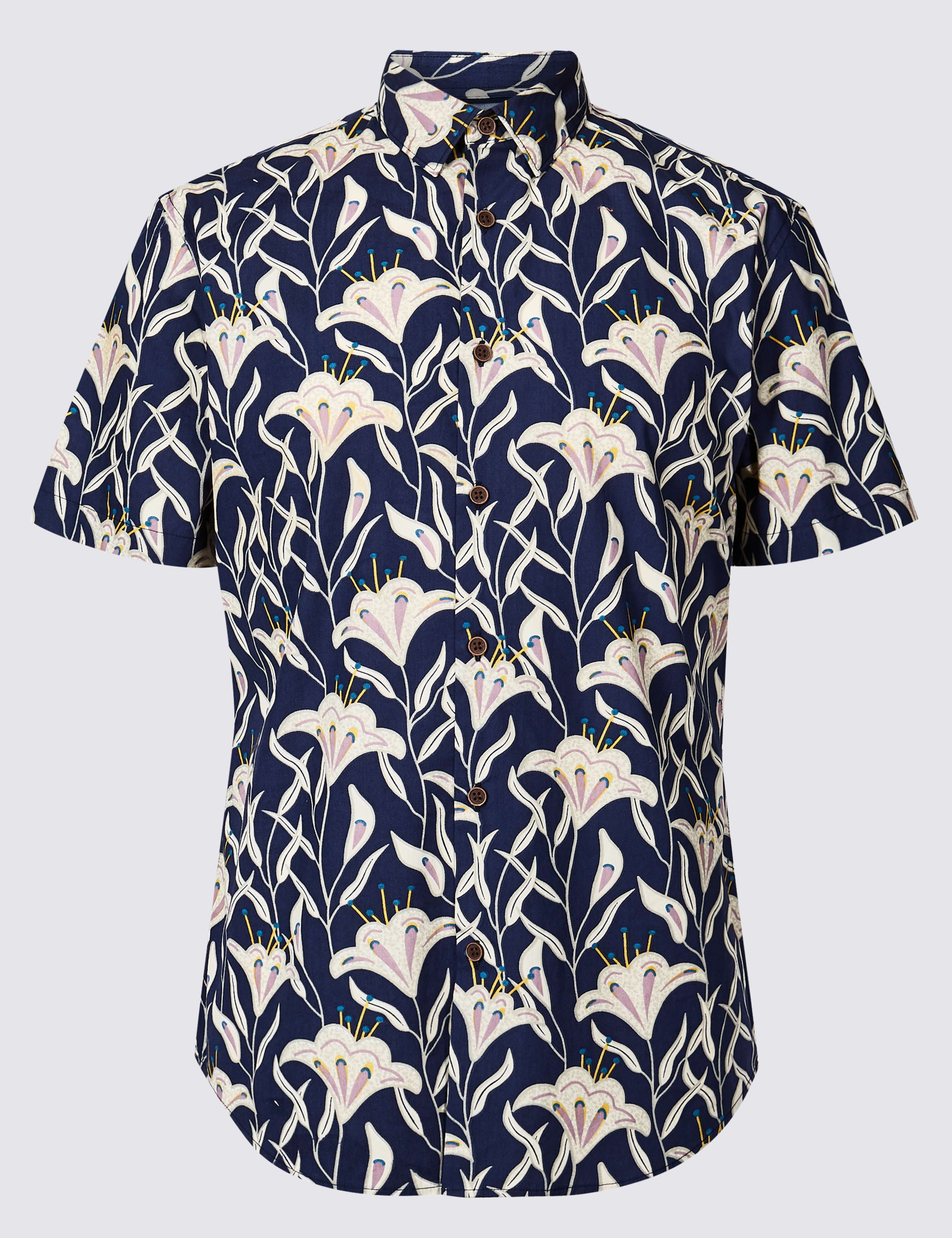 Slim Fit Batik Floral Print Shirt 2 of 5