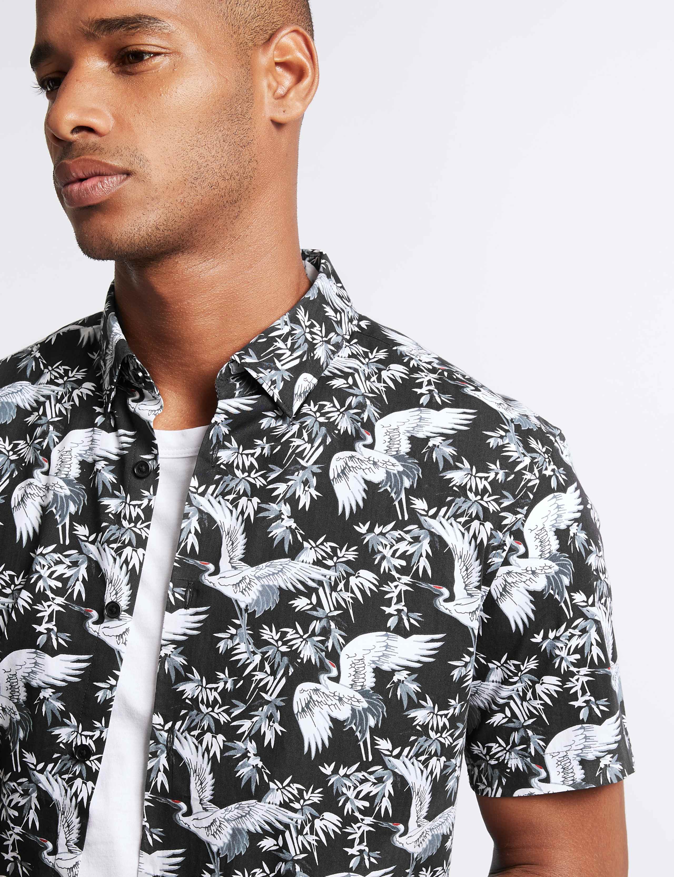 Slim Fit Crane Print Shirt 5 of 5