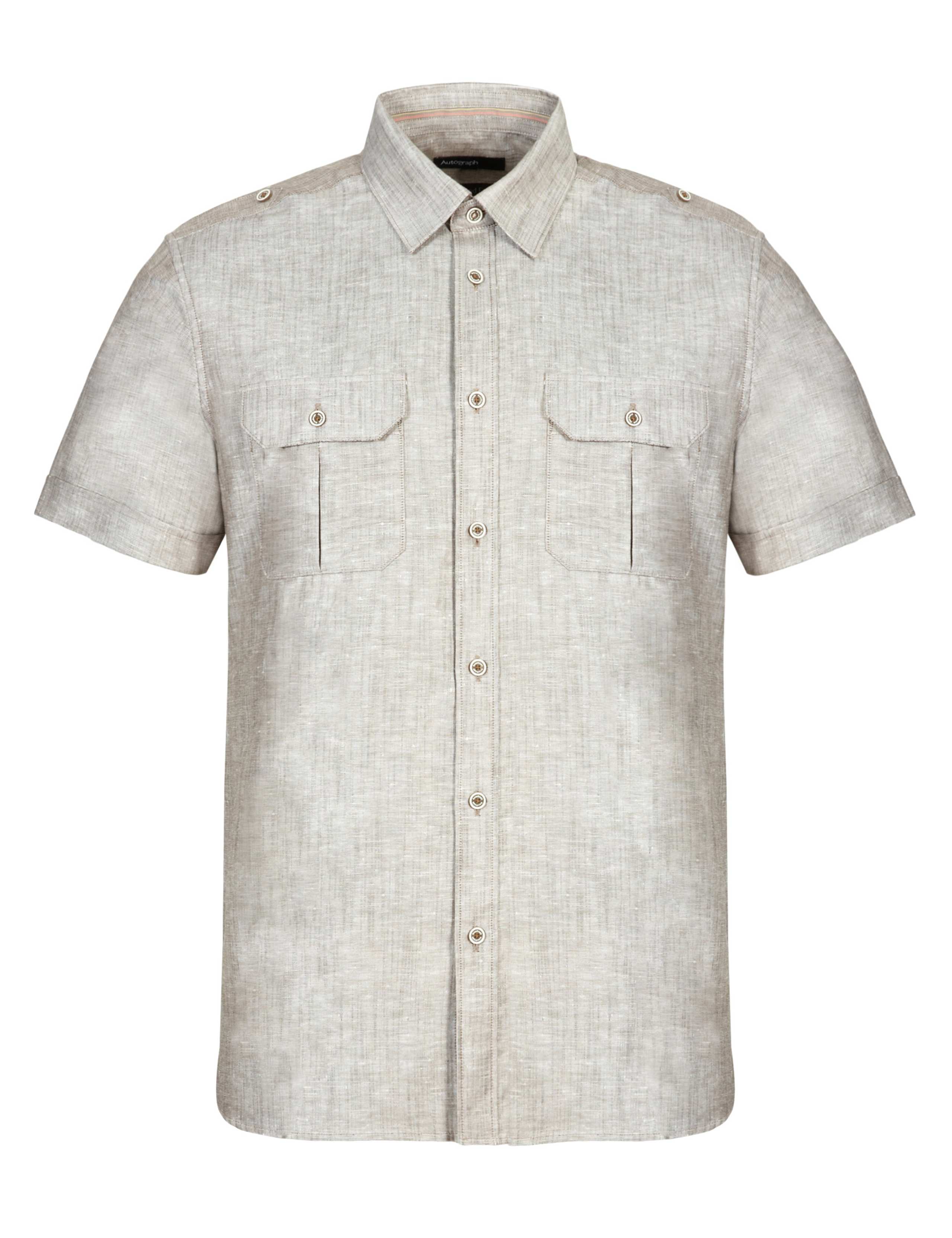 Linen Blend Slim Fit Military Shirt 3 of 4