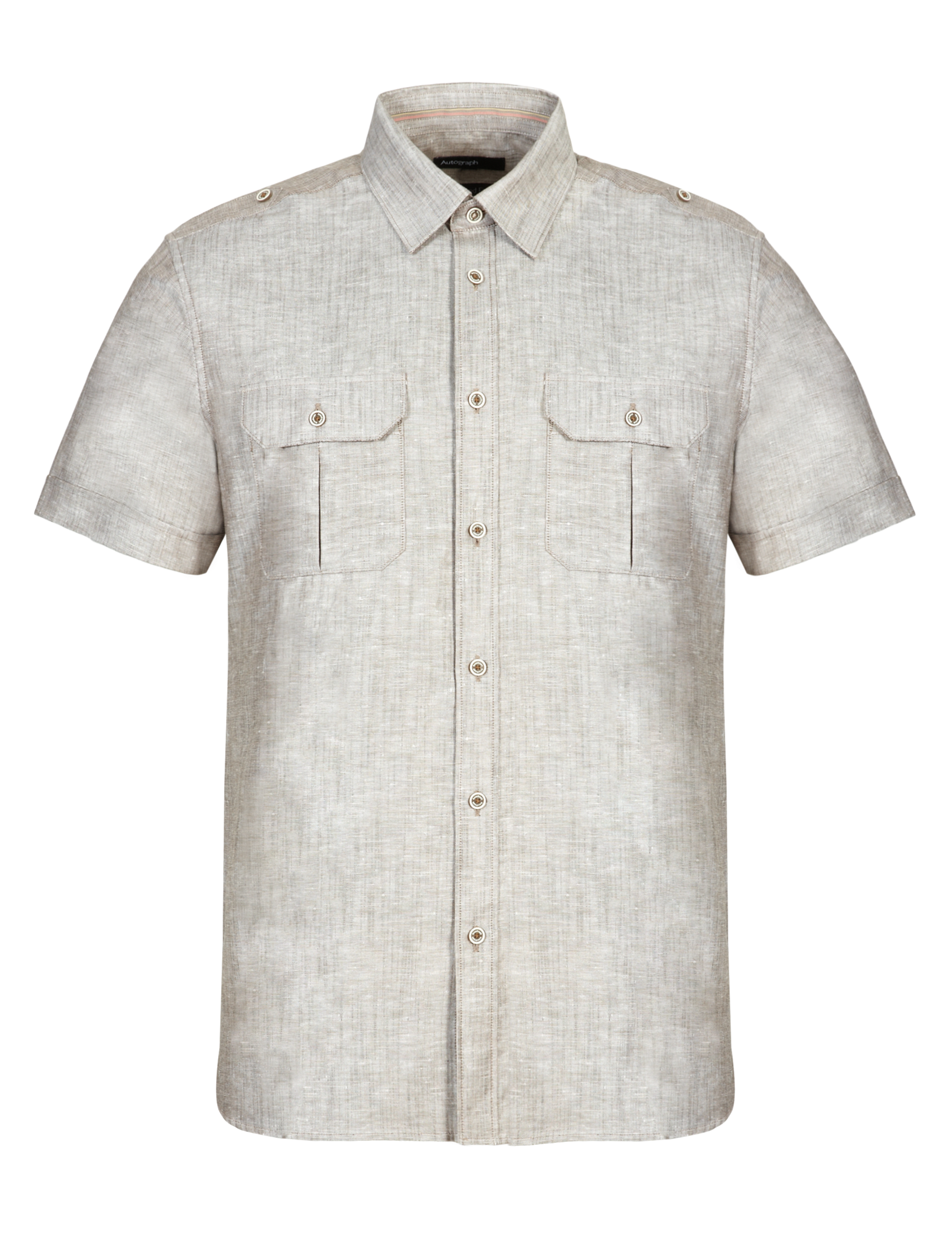 Linen Blend Slim Fit Military Shirt 2 of 4