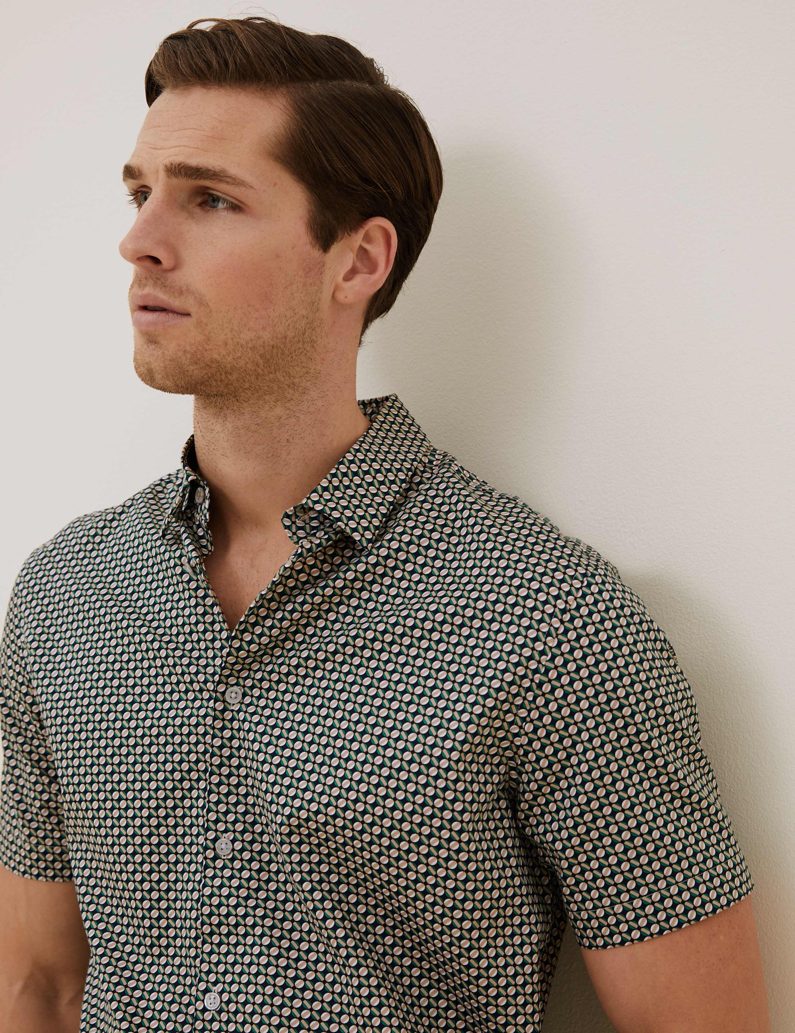 Cotton Geometric Print Shirt 3 of 7