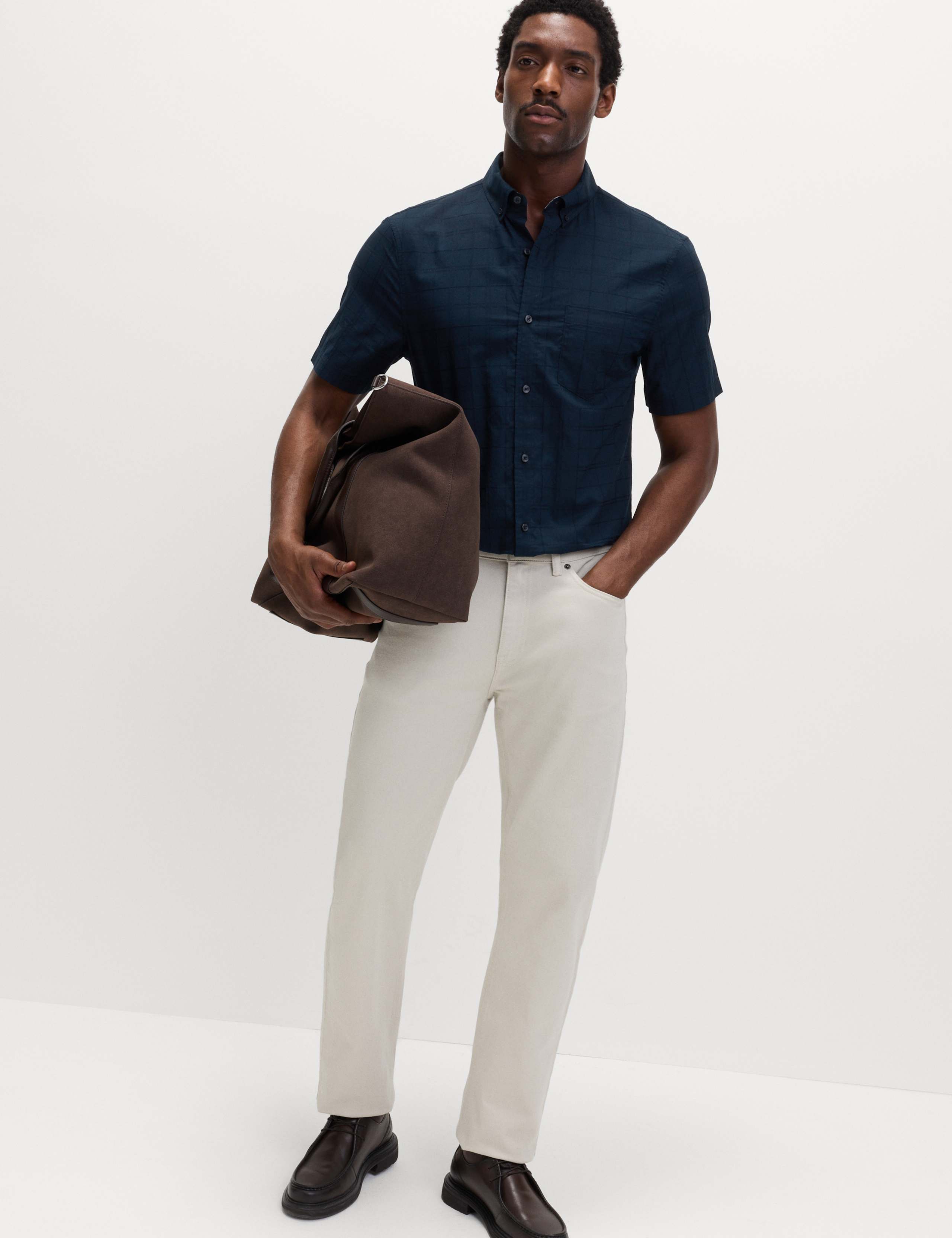 Regular Fit Easy Iron Pure Cotton Short Sleeve Check Shirt 3 of 6