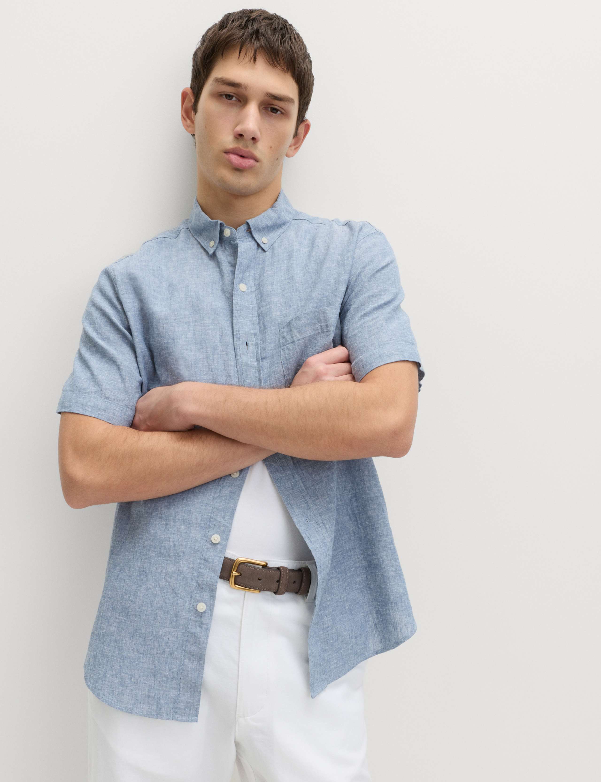 Regular Fit Linen Rich Short Sleeve Shirt 5 of 6