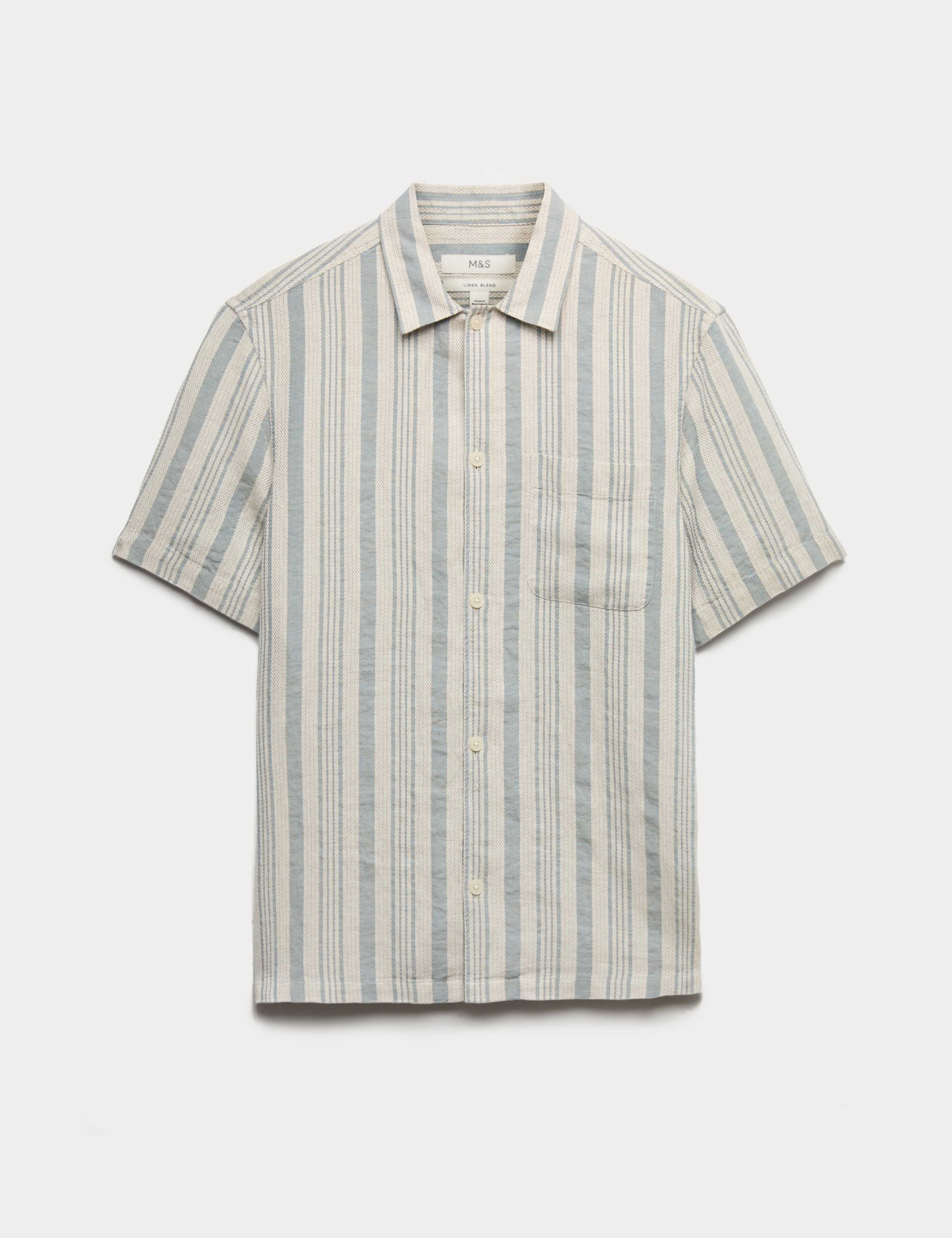 Linen Rich Striped Short Sleeve Shirt 2 of 4