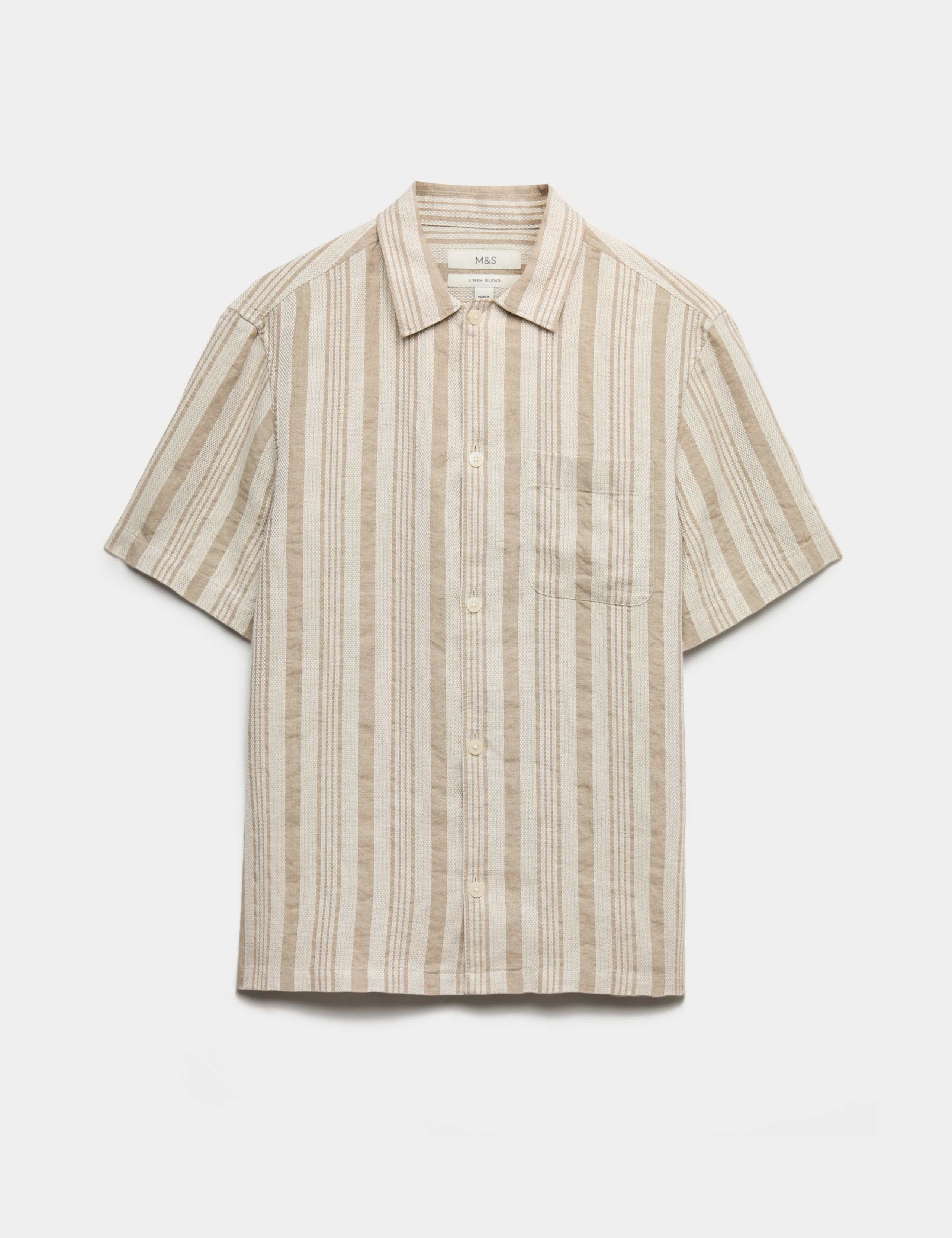 Linen Rich Striped Short Sleeve Shirt 2 of 5
