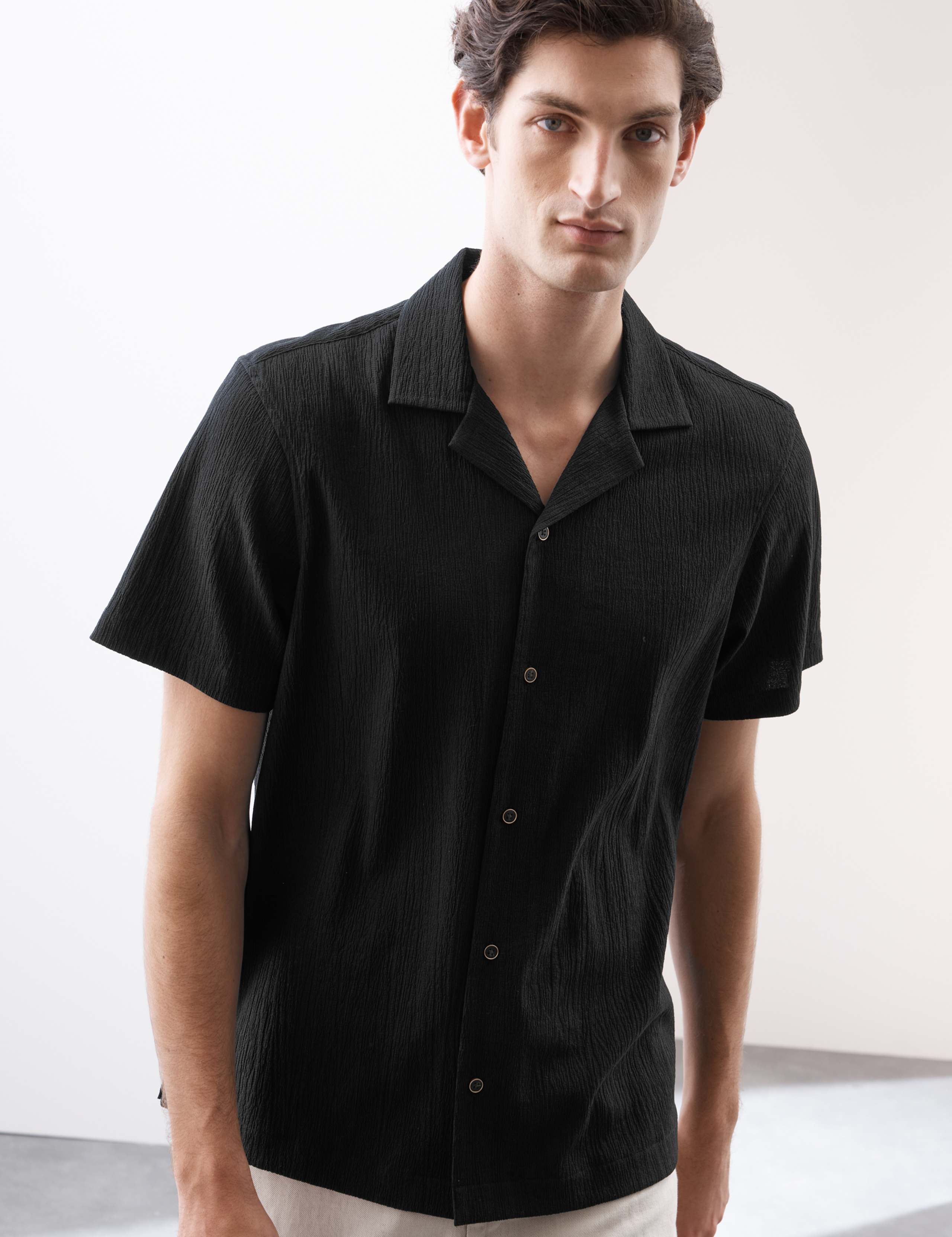 Relaxed Fit Crinkle Seersucker Shirt 1 of 7