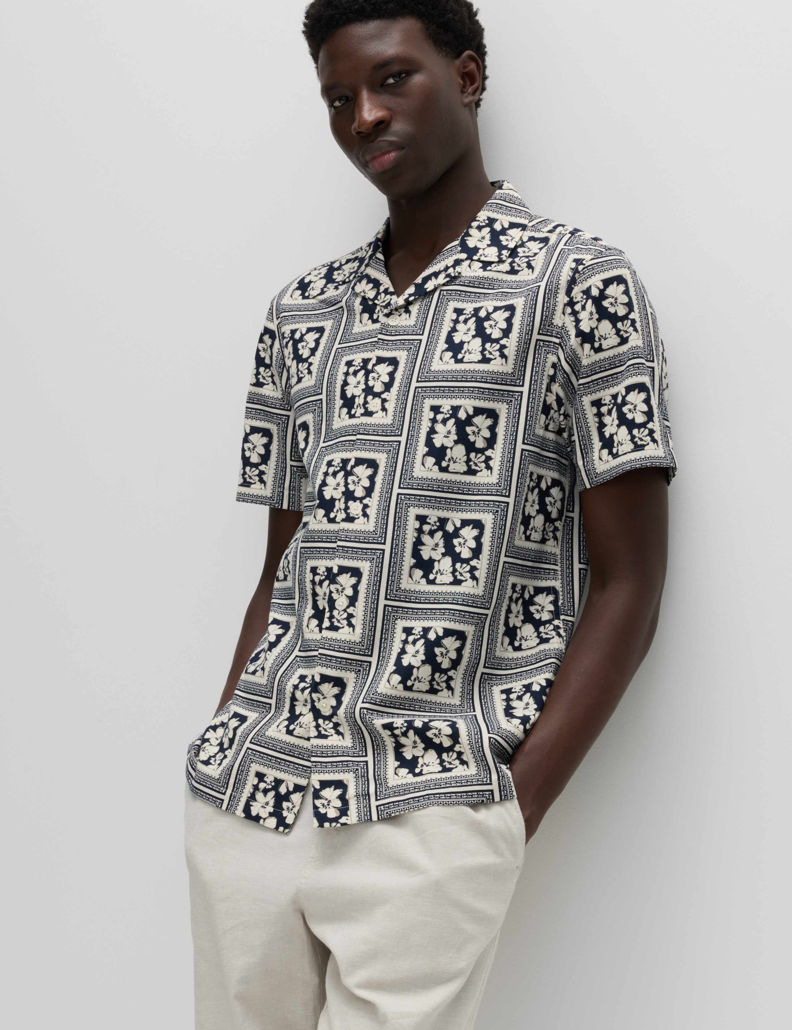 Pure Cotton Floral Short Sleeve Shirt 1 of 6