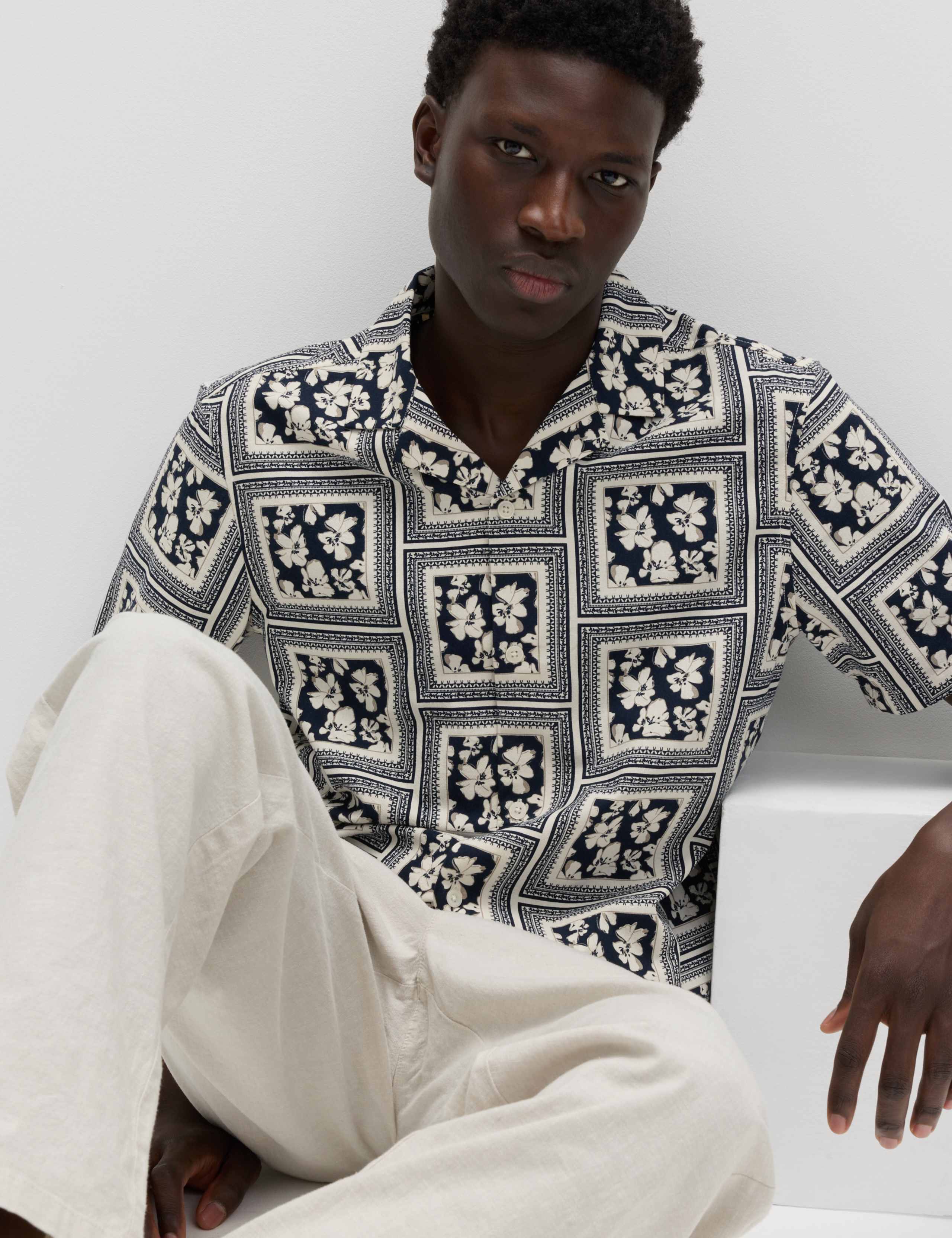 Pure Cotton Floral Short Sleeve Shirt 5 of 6