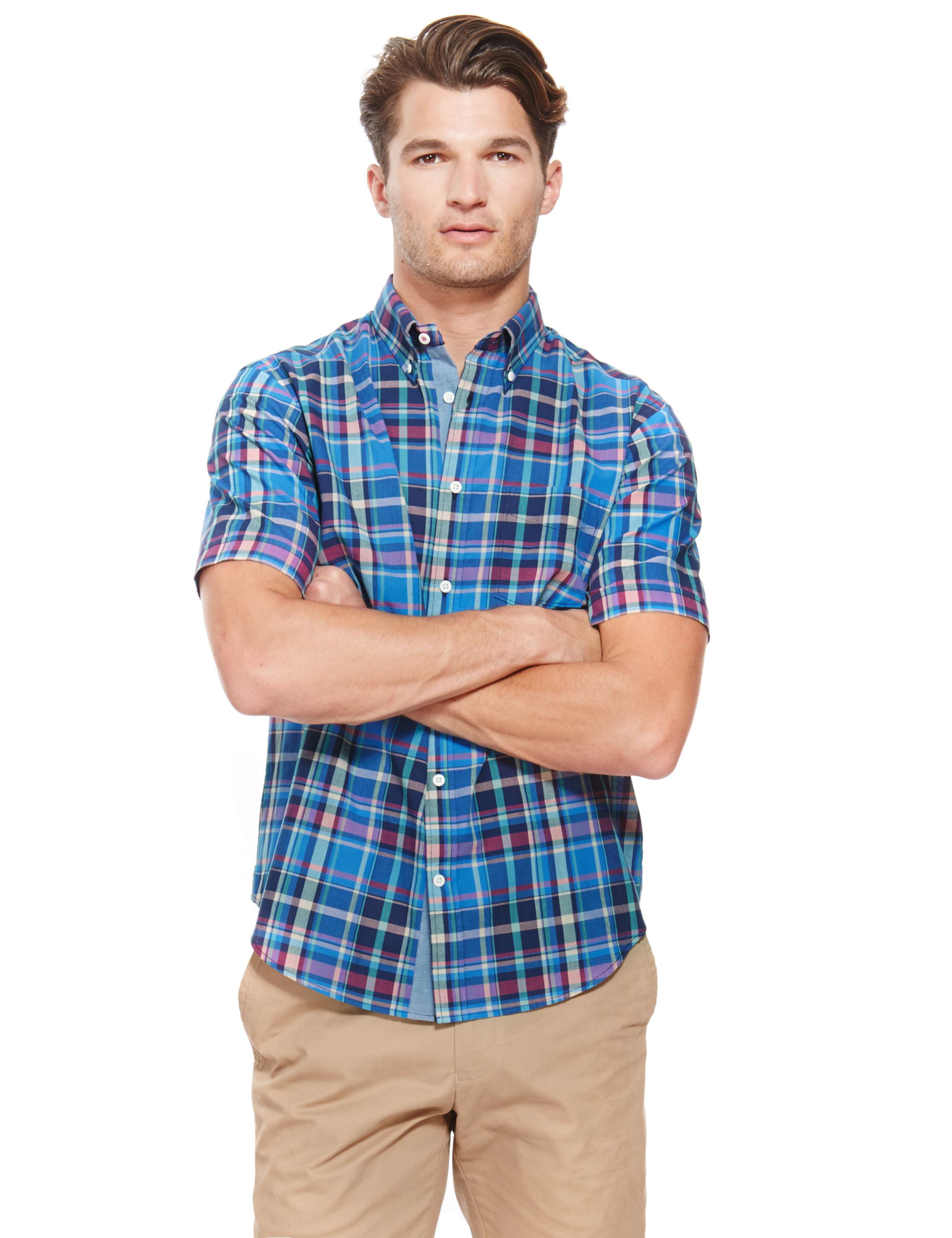 Pure Cotton Button-Down Collar Checked Shirt 1 of 4