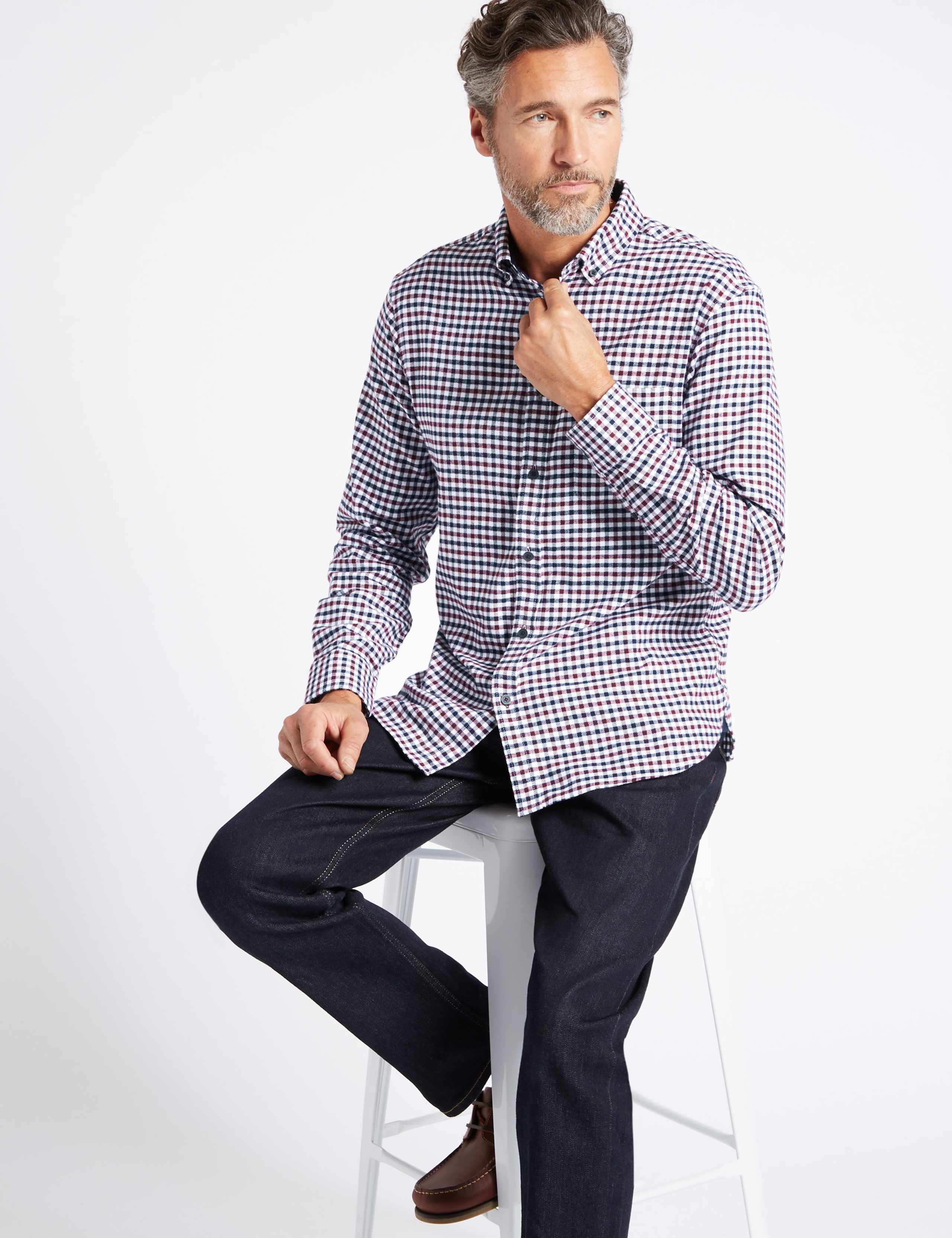 Luxury Brushed Cotton Checked Shirt 3 of 5