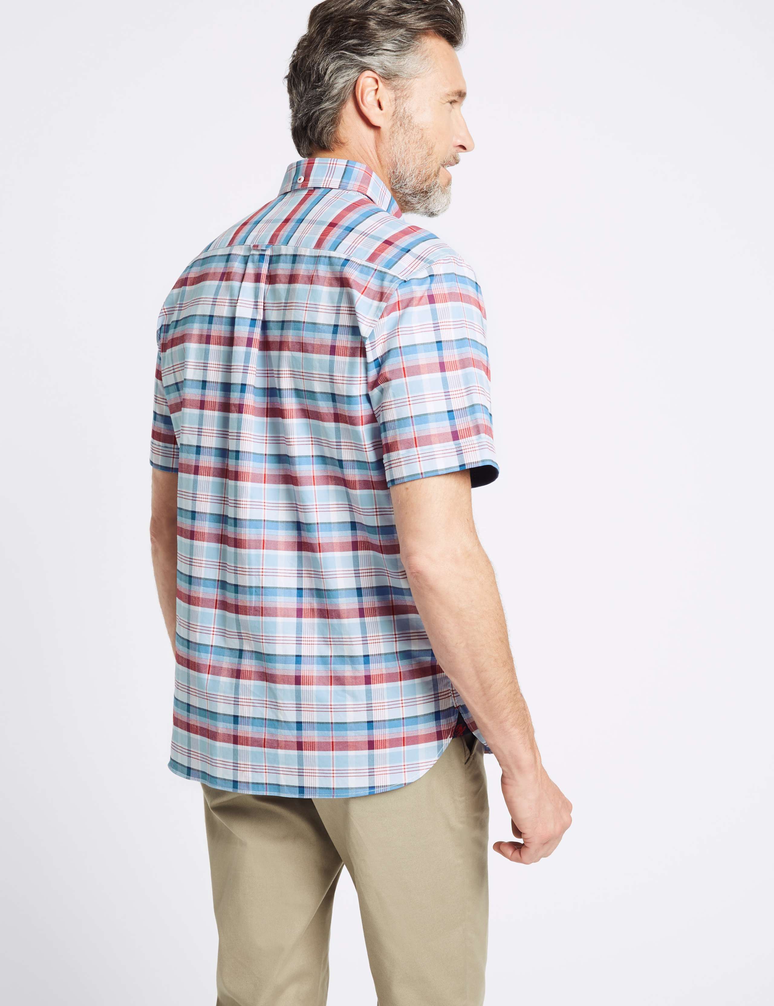 Pure Cotton Checked Shirt with Pocket 4 of 5