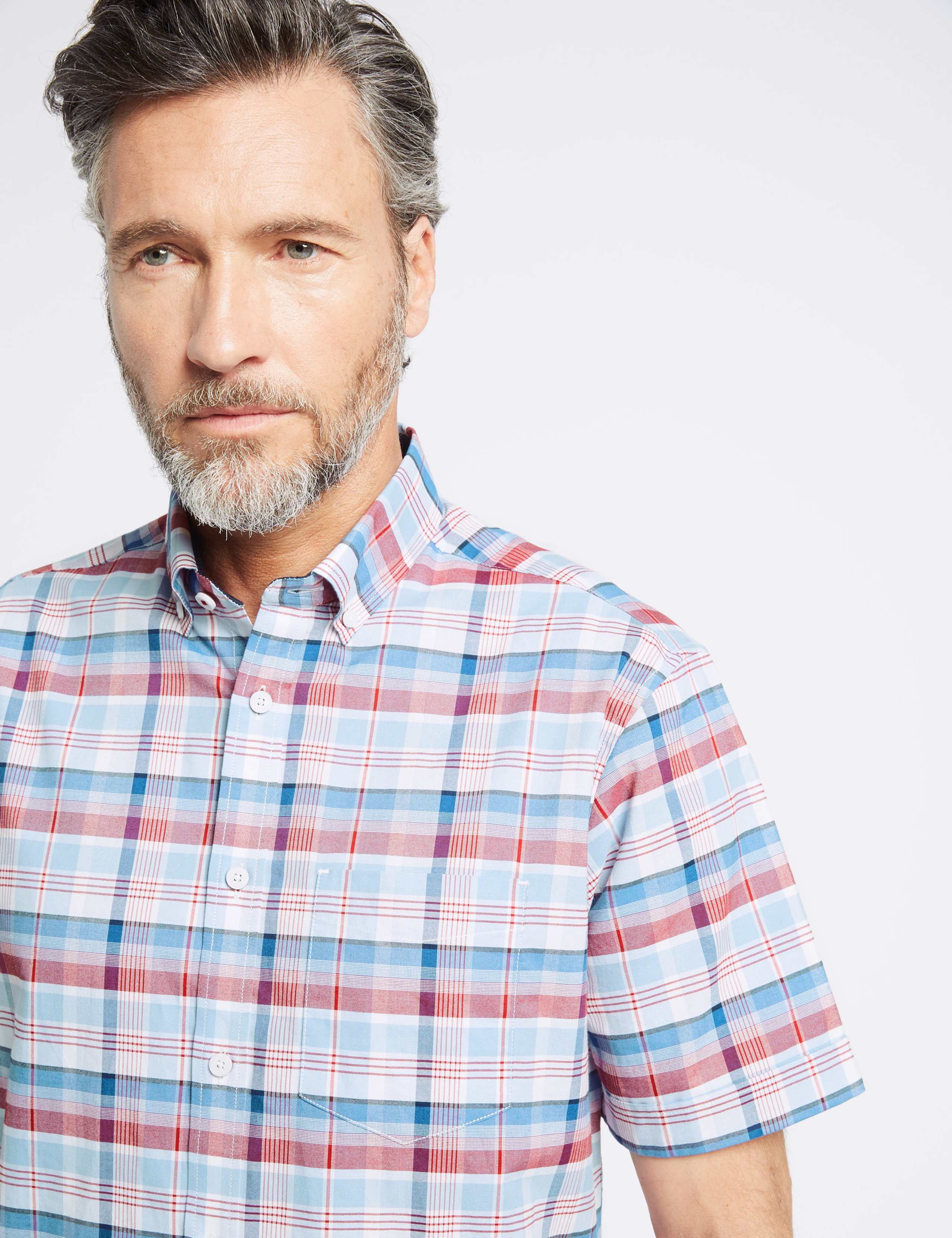 Pure Cotton Checked Shirt with Pocket 5 of 5