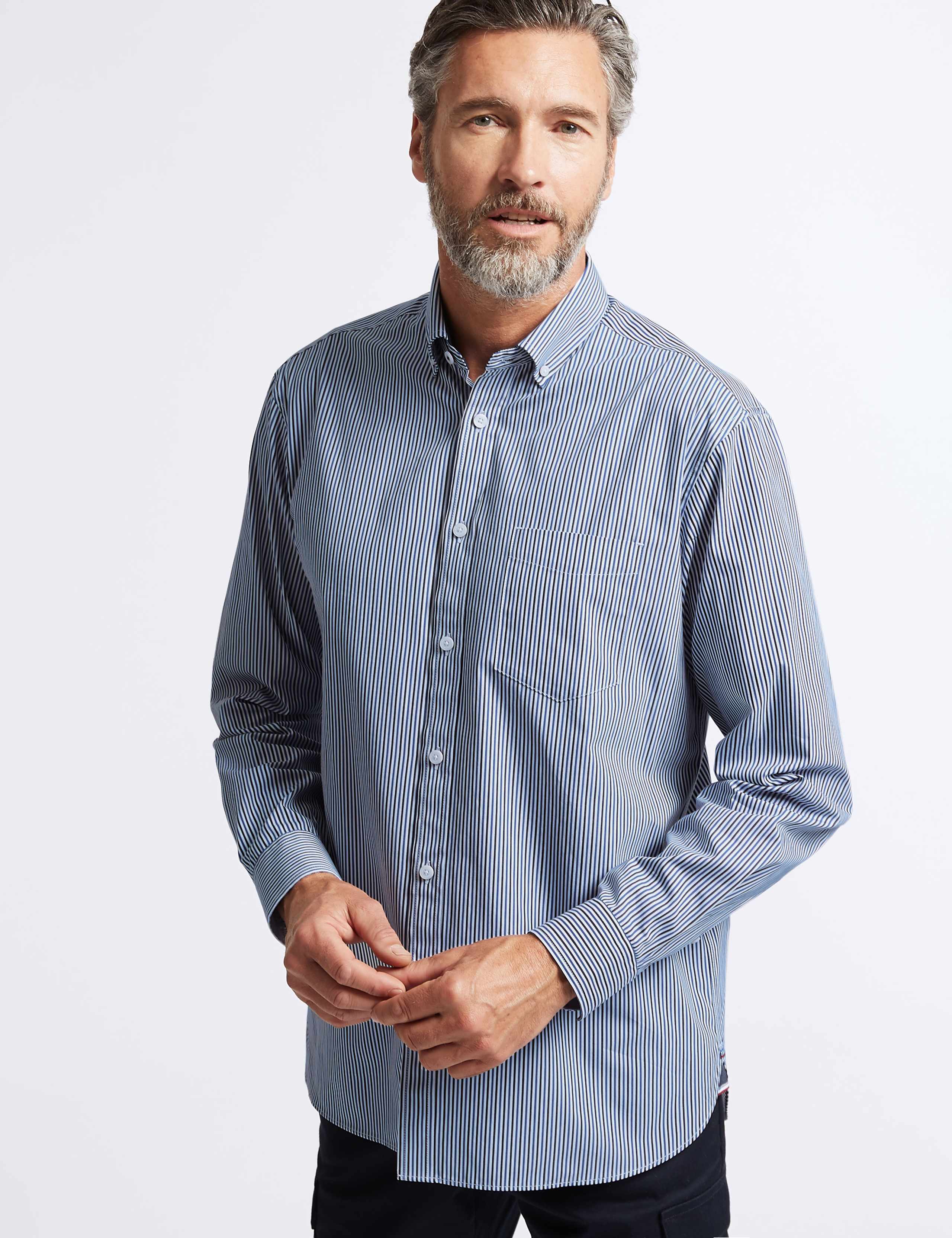 Pure Cotton Striped Shirt with Pocket 3 of 6