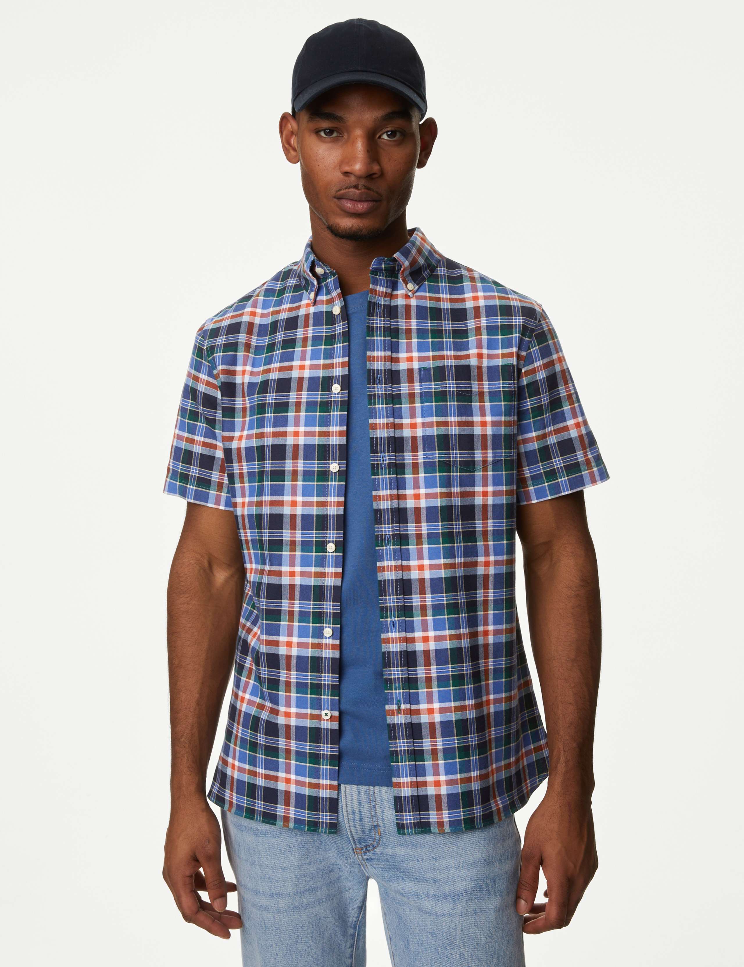 Easy Iron Pure Cotton Check Oxford Shirt 1 of 5