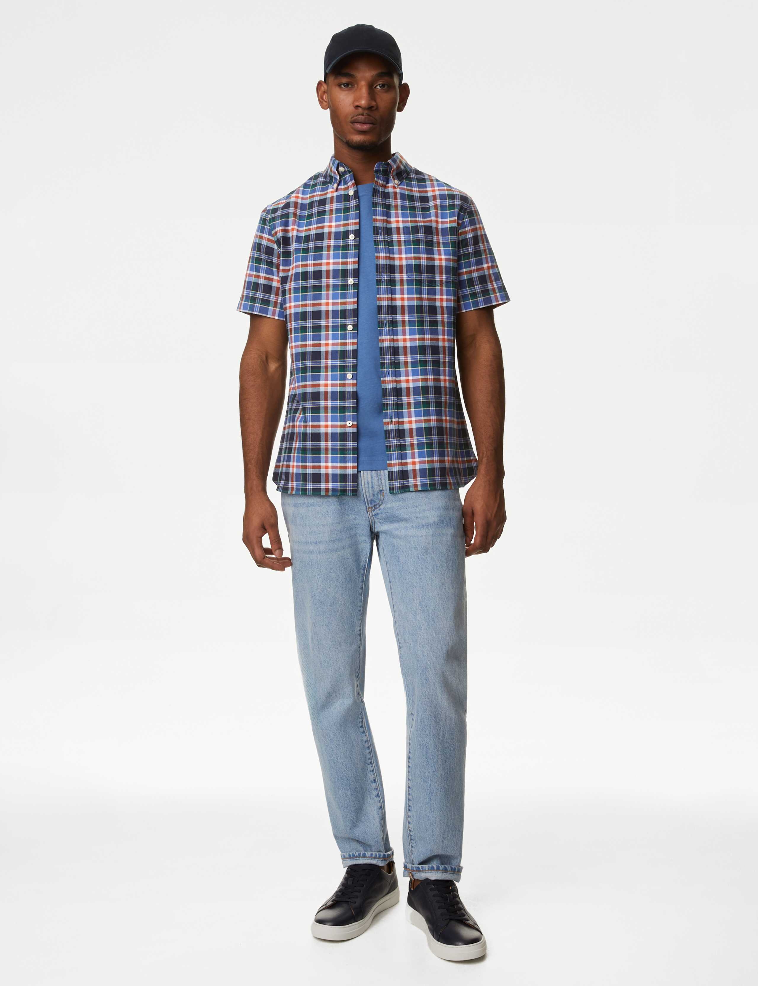 Easy Iron Pure Cotton Check Oxford Shirt 3 of 5