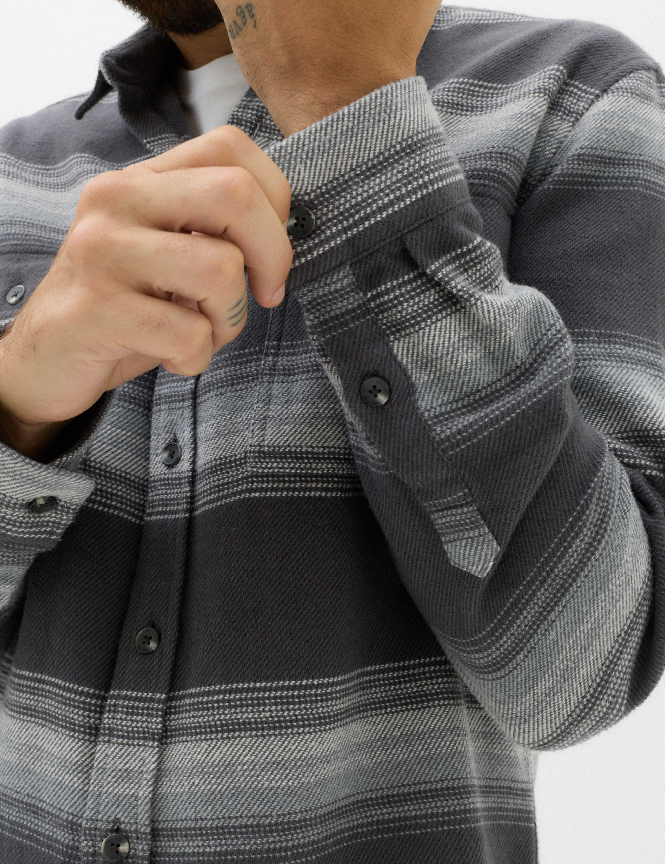 Regular Fit Pure Cotton Striped Flannel Shirt 5 of 7