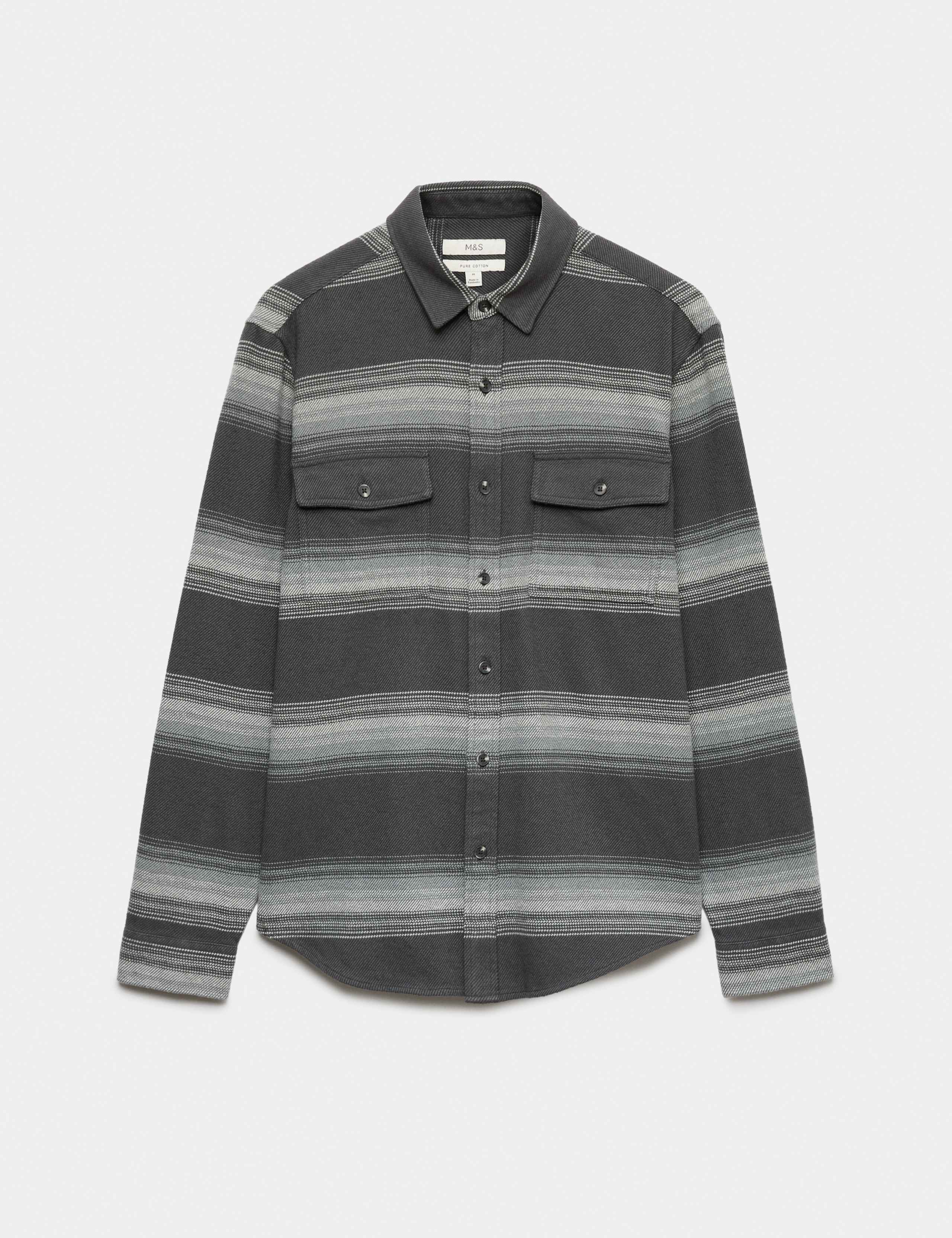 Regular Fit Pure Cotton Striped Flannel Shirt 2 of 7